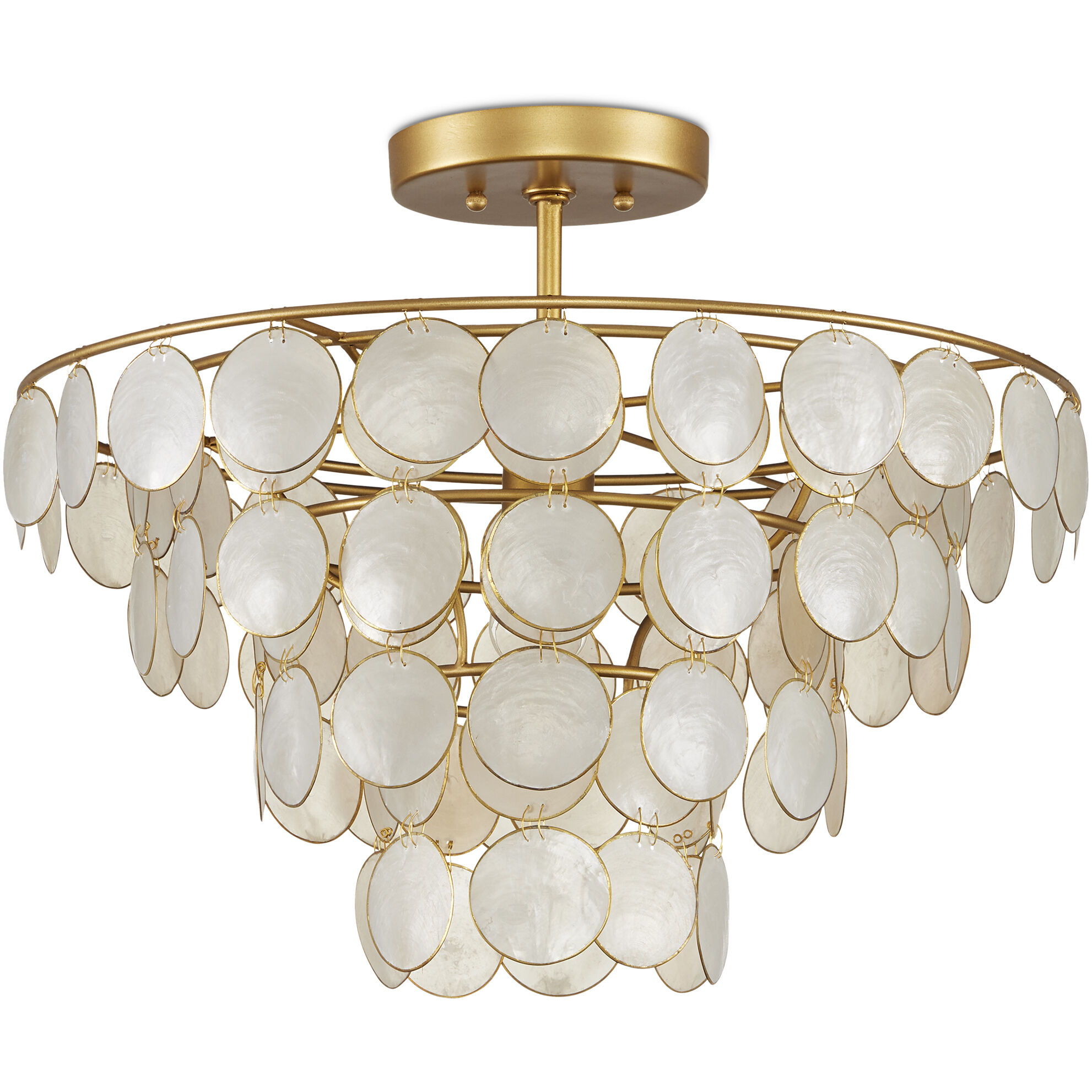 Bon Vivant 1 Light 20 inch Natural and Gold Semi-Flush Mount Ceiling Light, Small