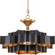 Grand Lotus 1 Light 20.25 inch Satin Black/Contemporary Gold Leaf Chandelier Ceiling Light, Small, Convertible to Semi-Flush
