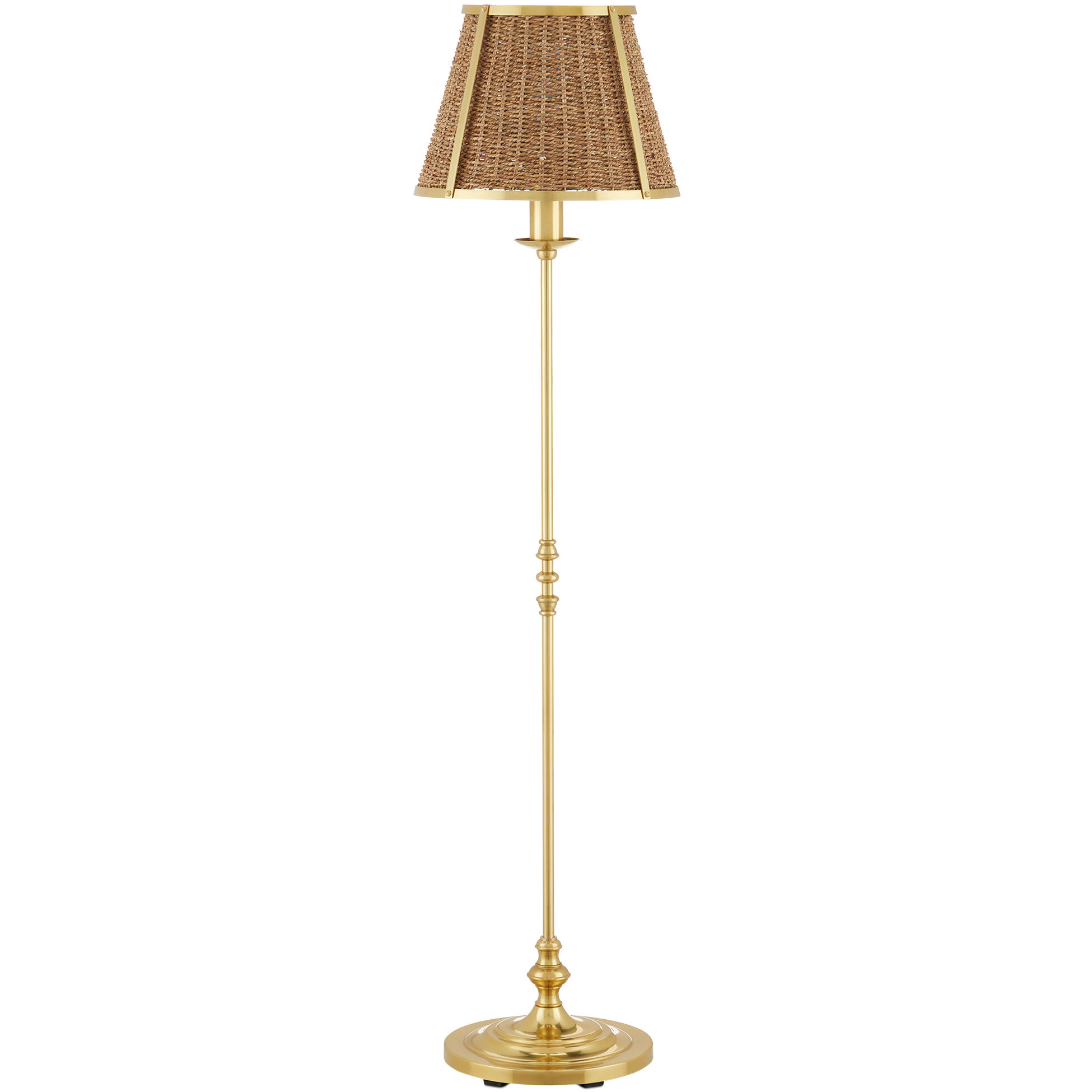 Deauville 55 inch 75 watt Polished Brass/Natural Floor Lamp Portable Light, Suzanne Duin Collection
