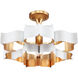 Grand Lotus 1 Light 20.25 inch Sugar White/Comtemoprary Gold Leaf Chandelier Ceiling Light, Small, Convertible to Semi-Flush