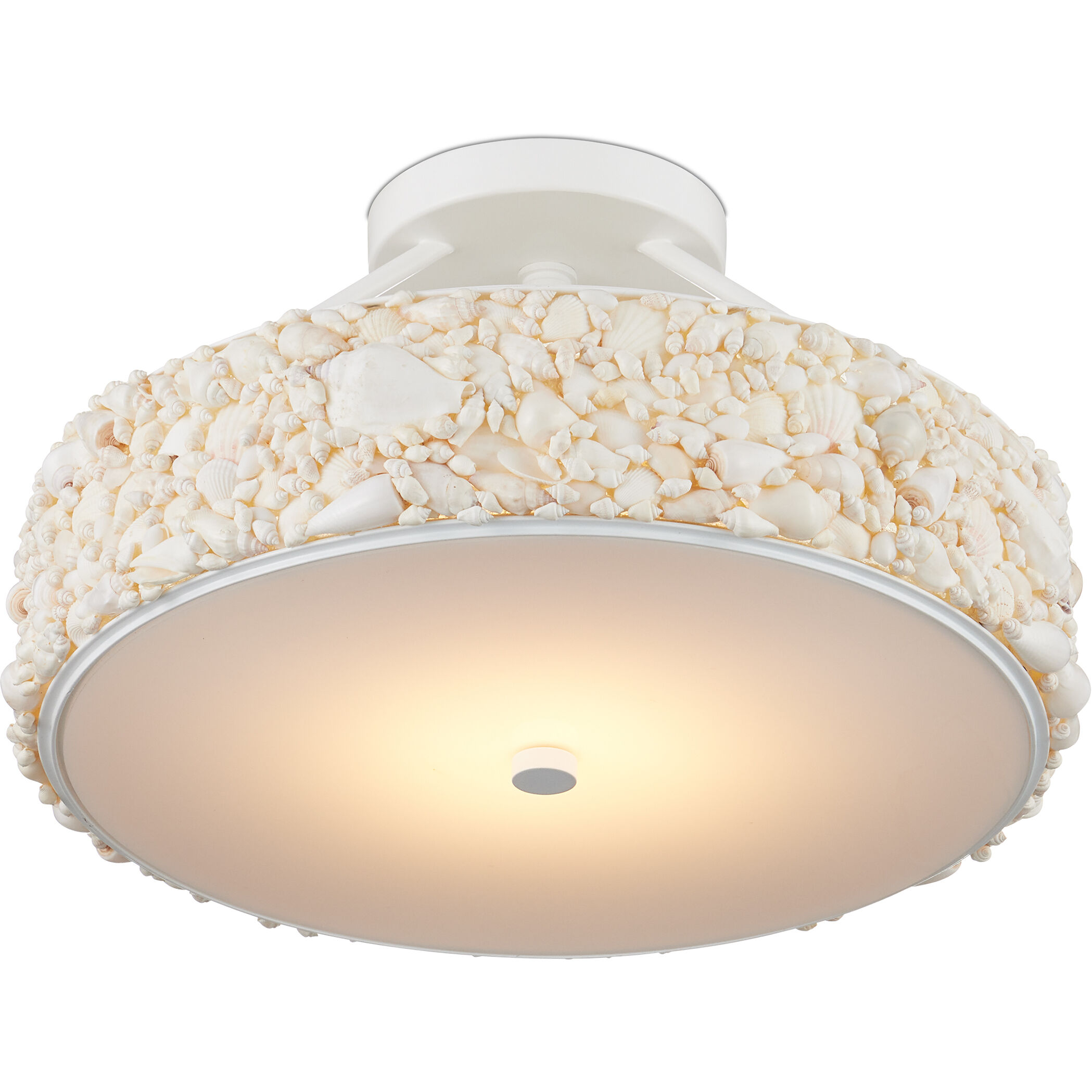 Turbinella 1 Light 18.5 inch Natural/Sugar White/White Semi-Flush Mount Ceiling Light