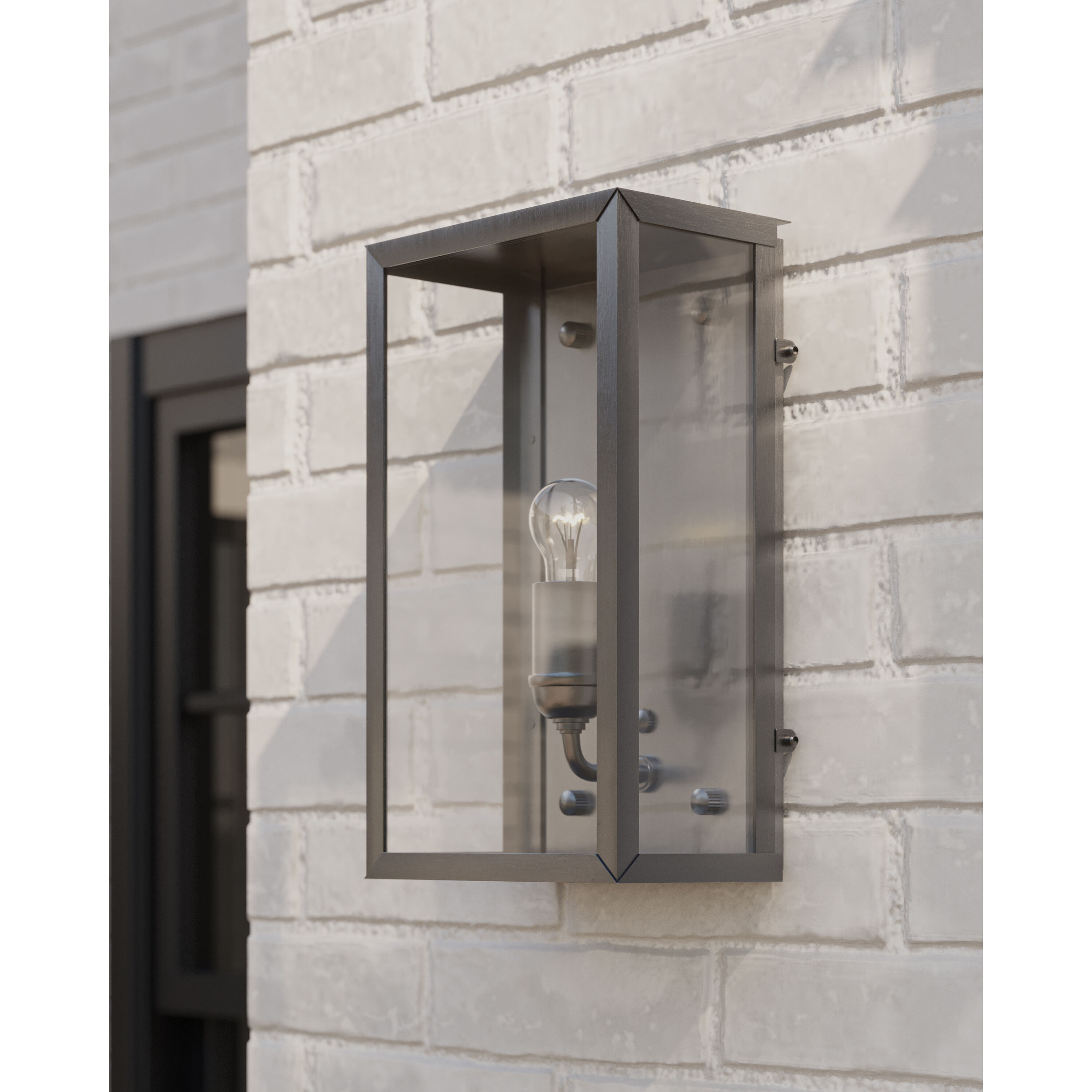 Royster 1 Light 13.75 inch Antique Silver/Clear Outdoor Wall Sconce
