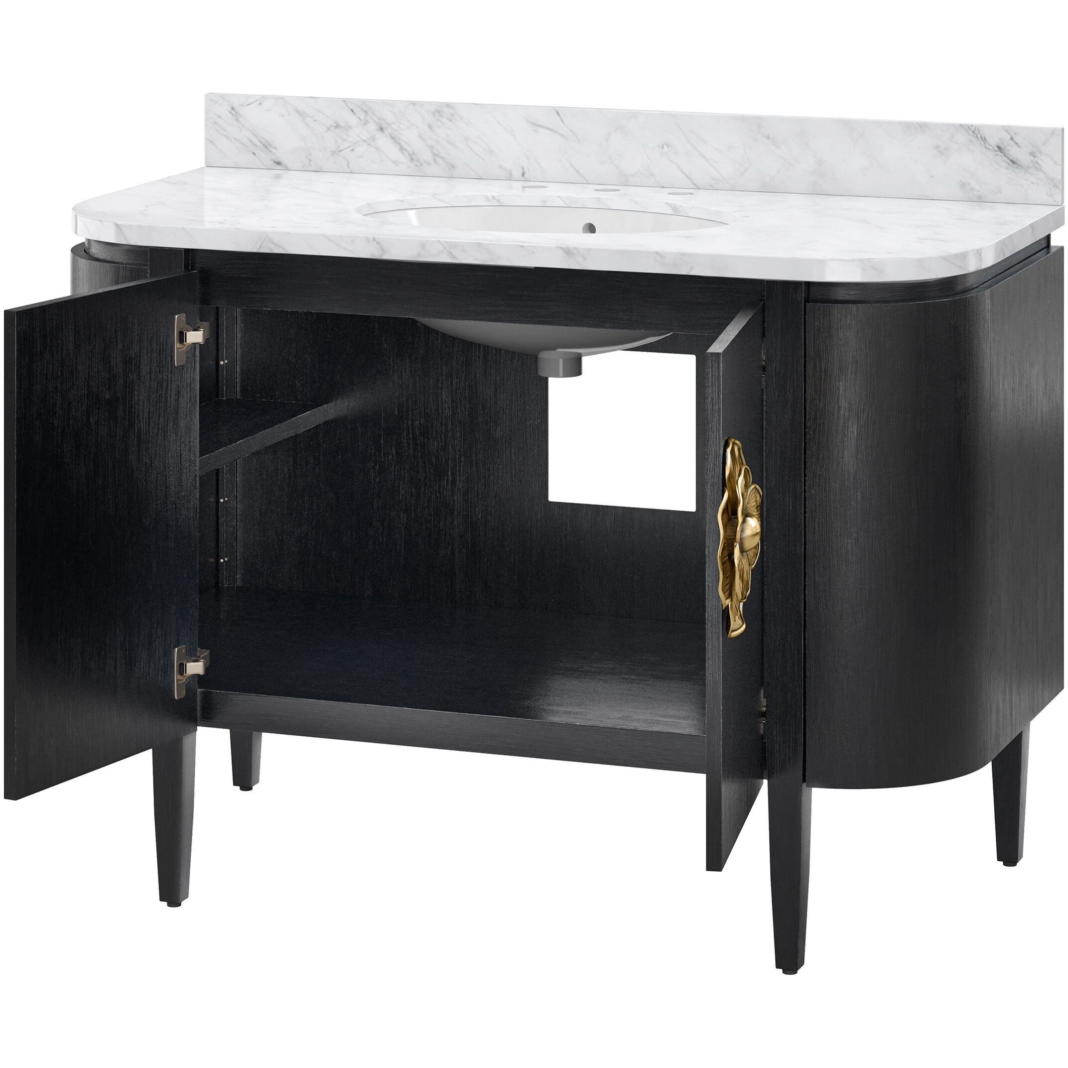 Briallen 48 X 34.25 inch Caviar Black/Natural/White/Light Antique Brass Vanity with Undermount Sink