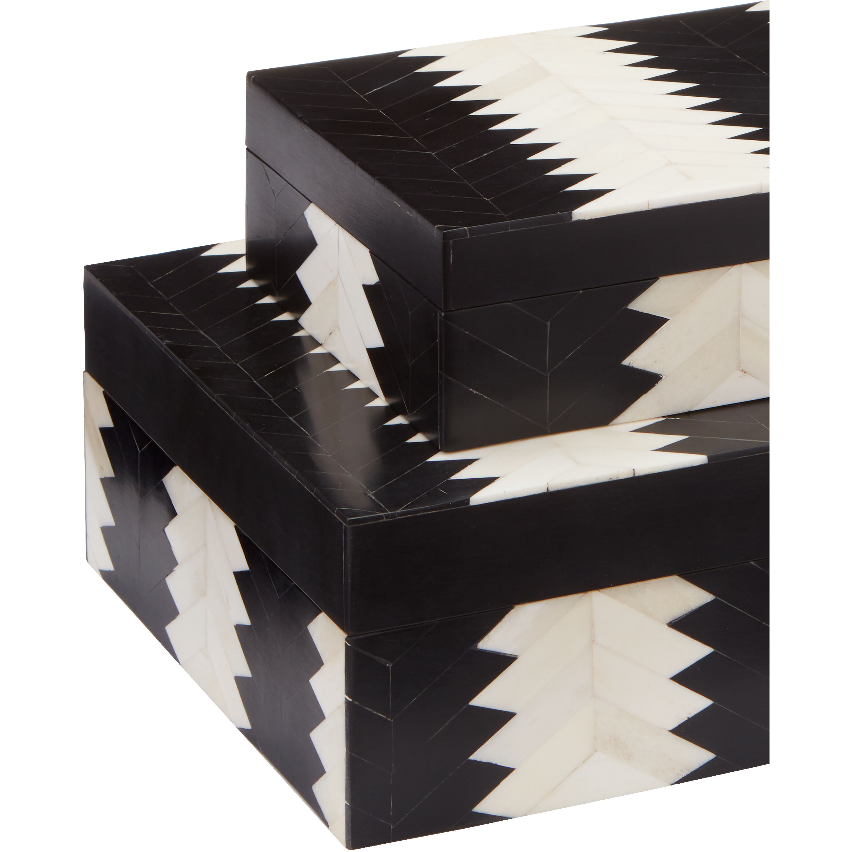 Arrow 12.25 inch Black/White/Natural Boxes, Set of 2