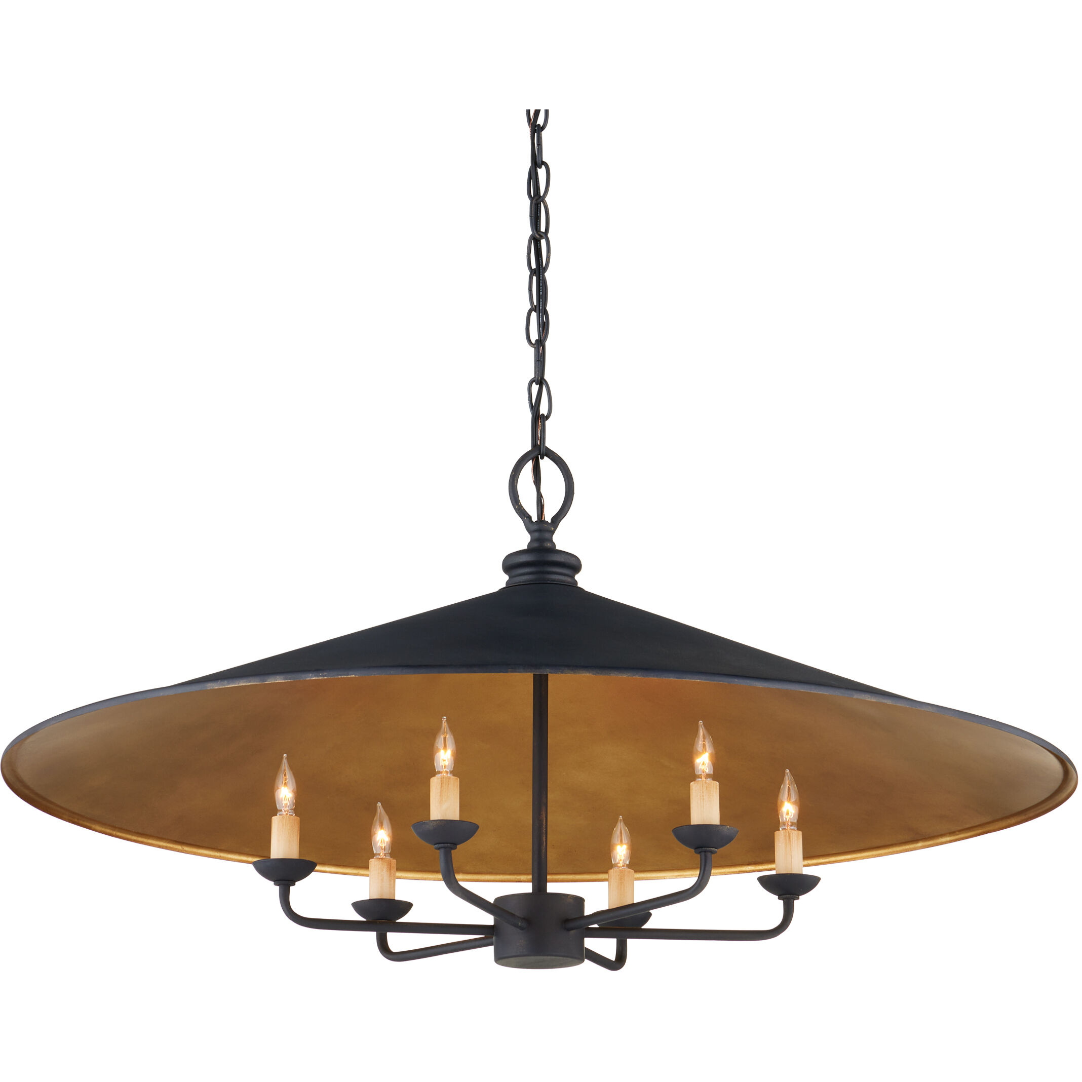 Brussels 6 Light 36 inch French Black/Contemporary Gold Pendant Ceiling Light