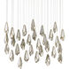 Glace 30 Light 54 inch Painted Silver/Antique Brass Multi-Drop Pendant Ceiling Light