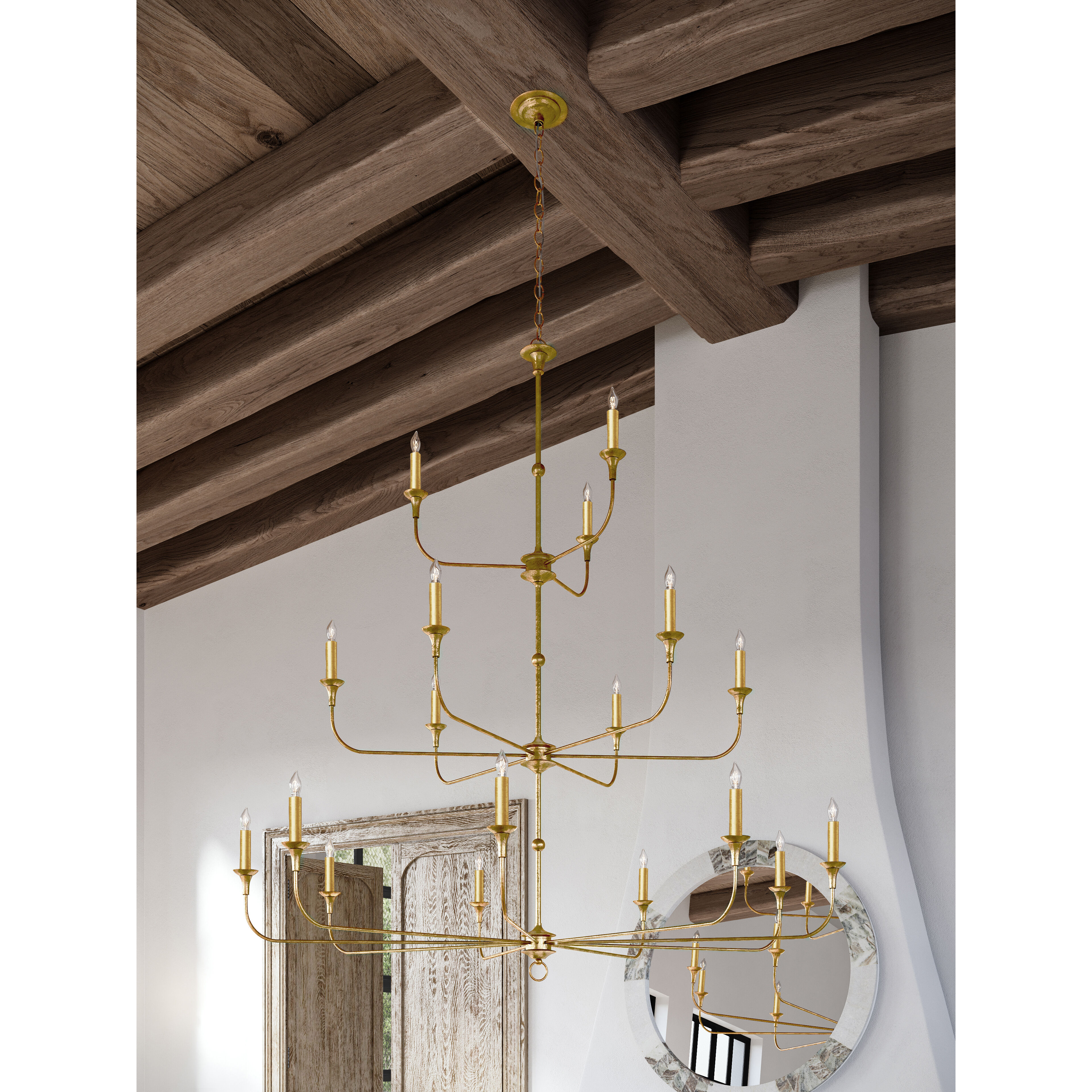 Nottaway 18 Light 60 inch Contemporary Gold Leaf/Contemporary Gold Chandelier Ceiling Light