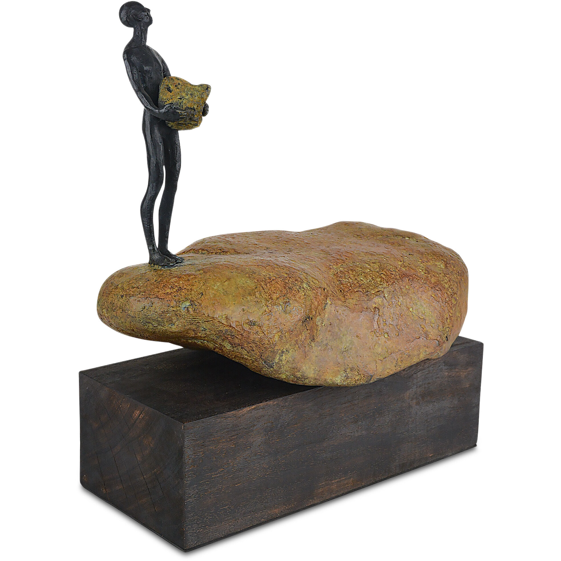 Man on Rock 14.75 X 12.5 inch Sculpture, Small