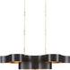 Grand Lotus 6 Light 50.5 inch Satin Black/Contemporary Gold Leaf Chandelier Ceiling Light