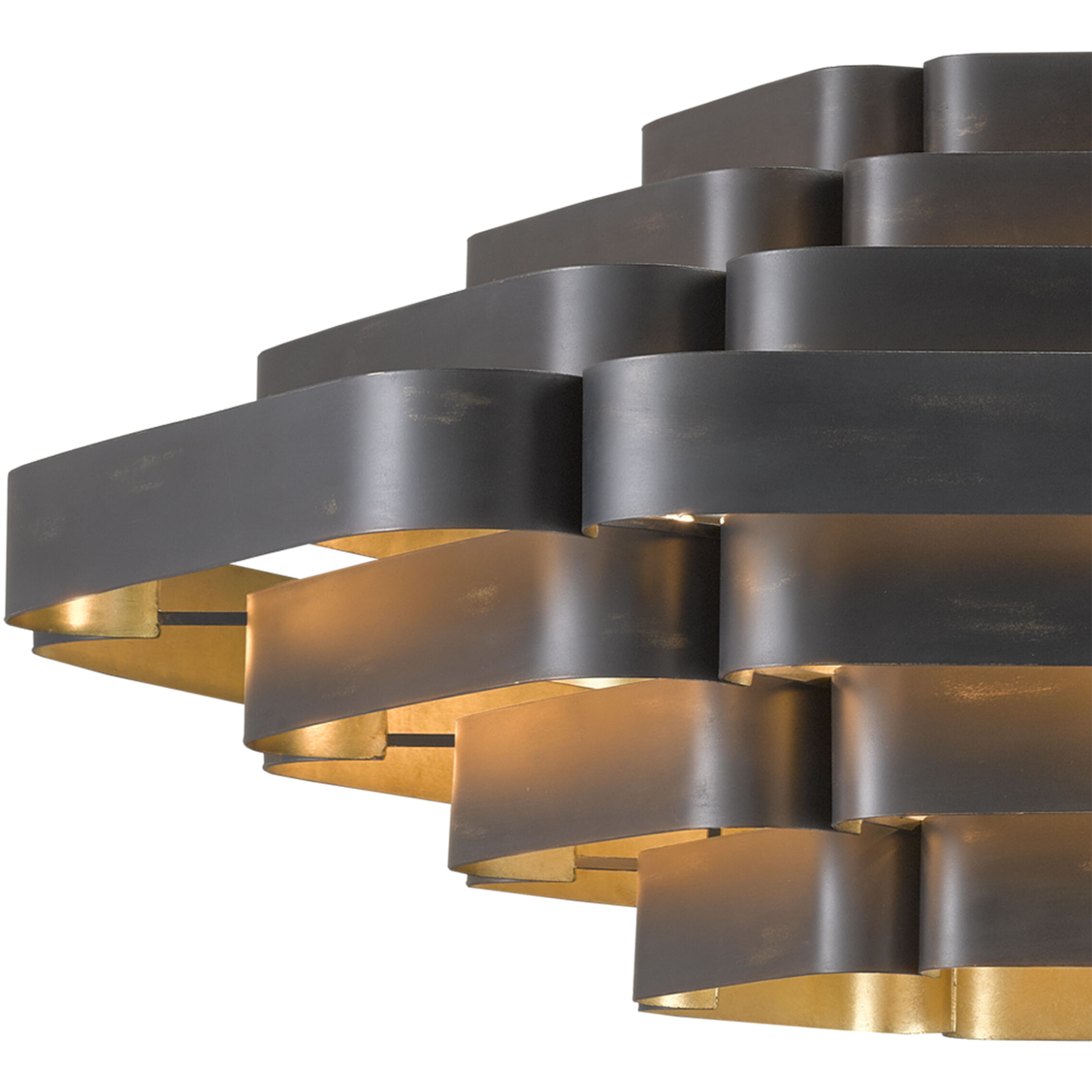 Bailey 6 Light 48 inch French Black/Contemporary Gold Leaf Chandelier Ceiling Light