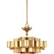 Grand Lotus 1 Light 20.25 inch Antique Gold Leaf Chandelier Ceiling Light, Small, Semi-Flush Convertible