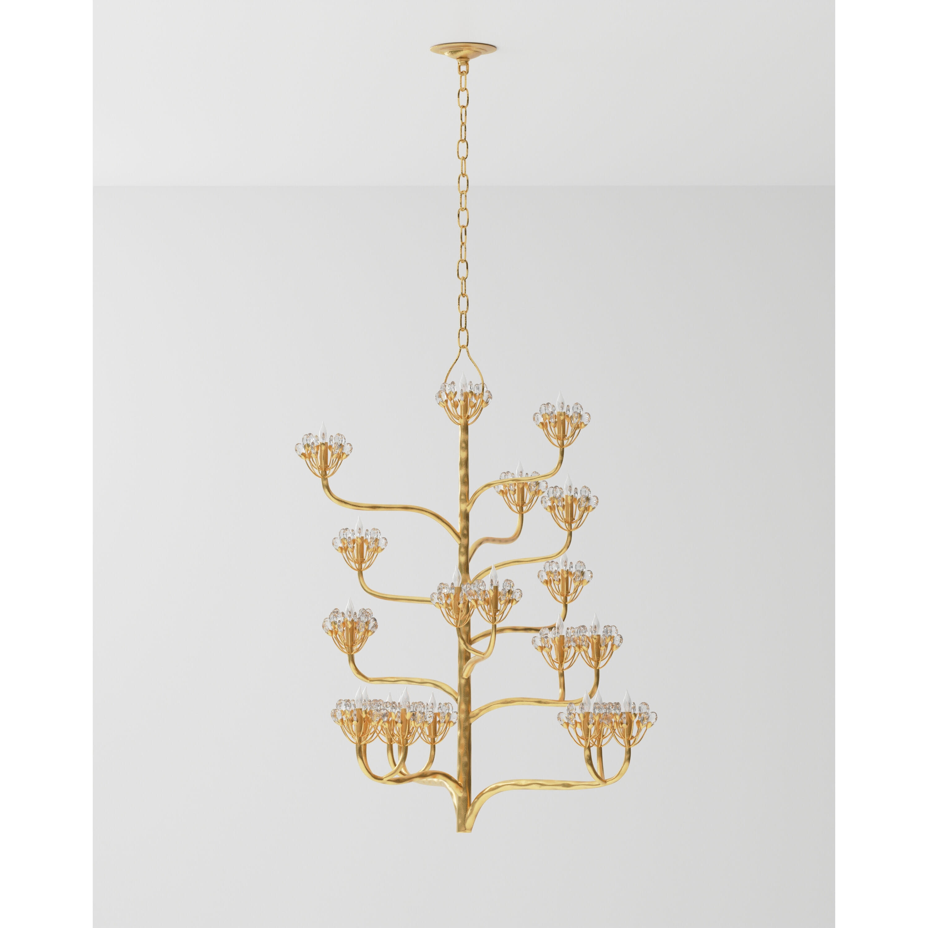 Agave Americana 22 Light 42 inch Dark Contemporary Gold Leaf Chandelier Ceiling Light, Marjorie Skouras Collection