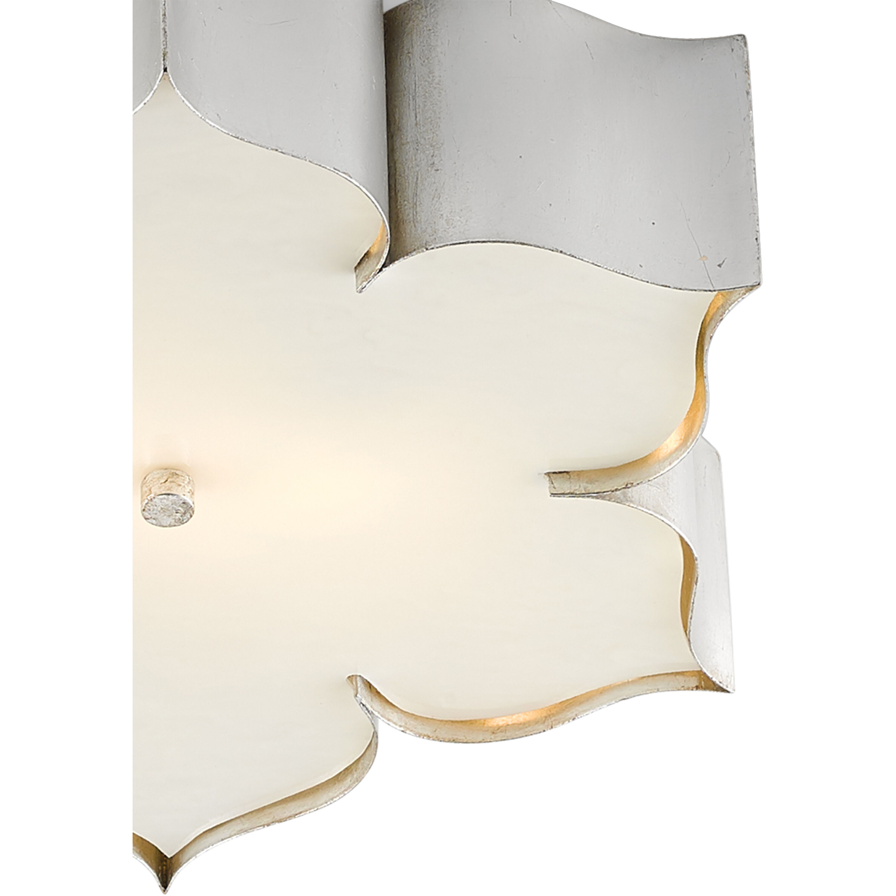 Grand Lotus 2 Light 19 inch Contemporary Silver Leaf Flush Mount Ceiling Light