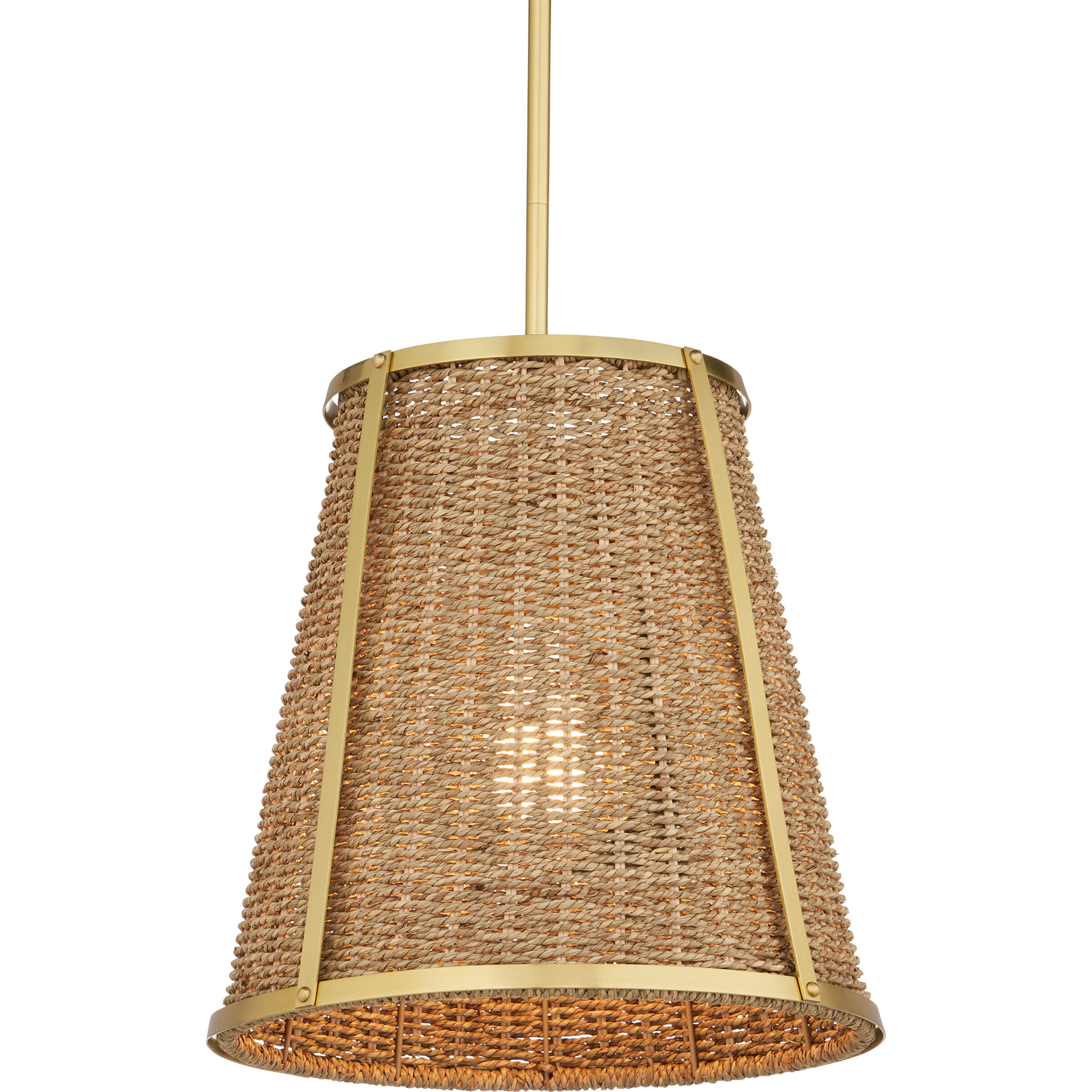Deauville 1 Light 14 inch Natural/Polished Brass Pendant Ceiling Light, Suzanne Duin Collection