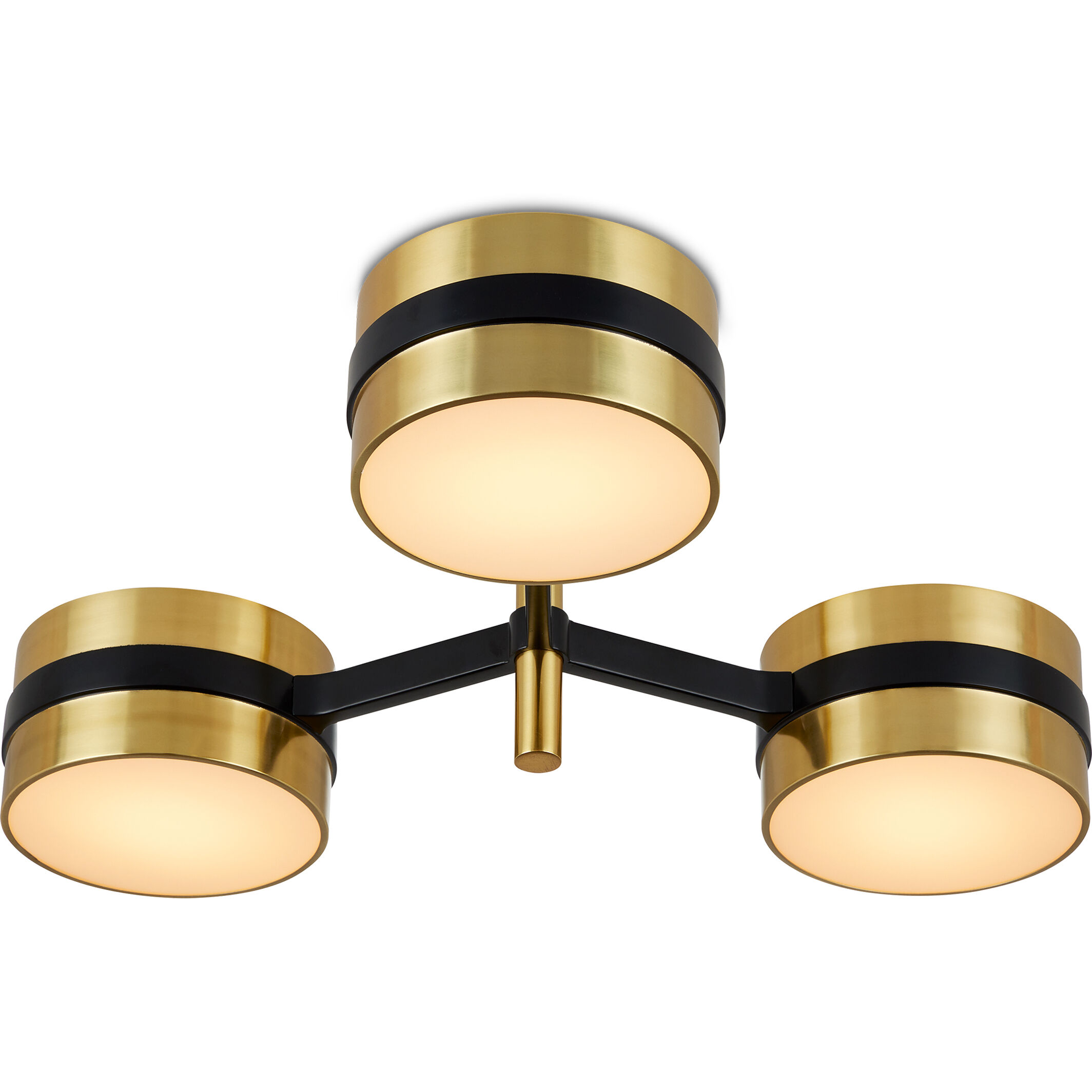 Heybrook 3 Light 26 inch Polished Brass/Black/White Semi-Flush Mount Ceiling Light