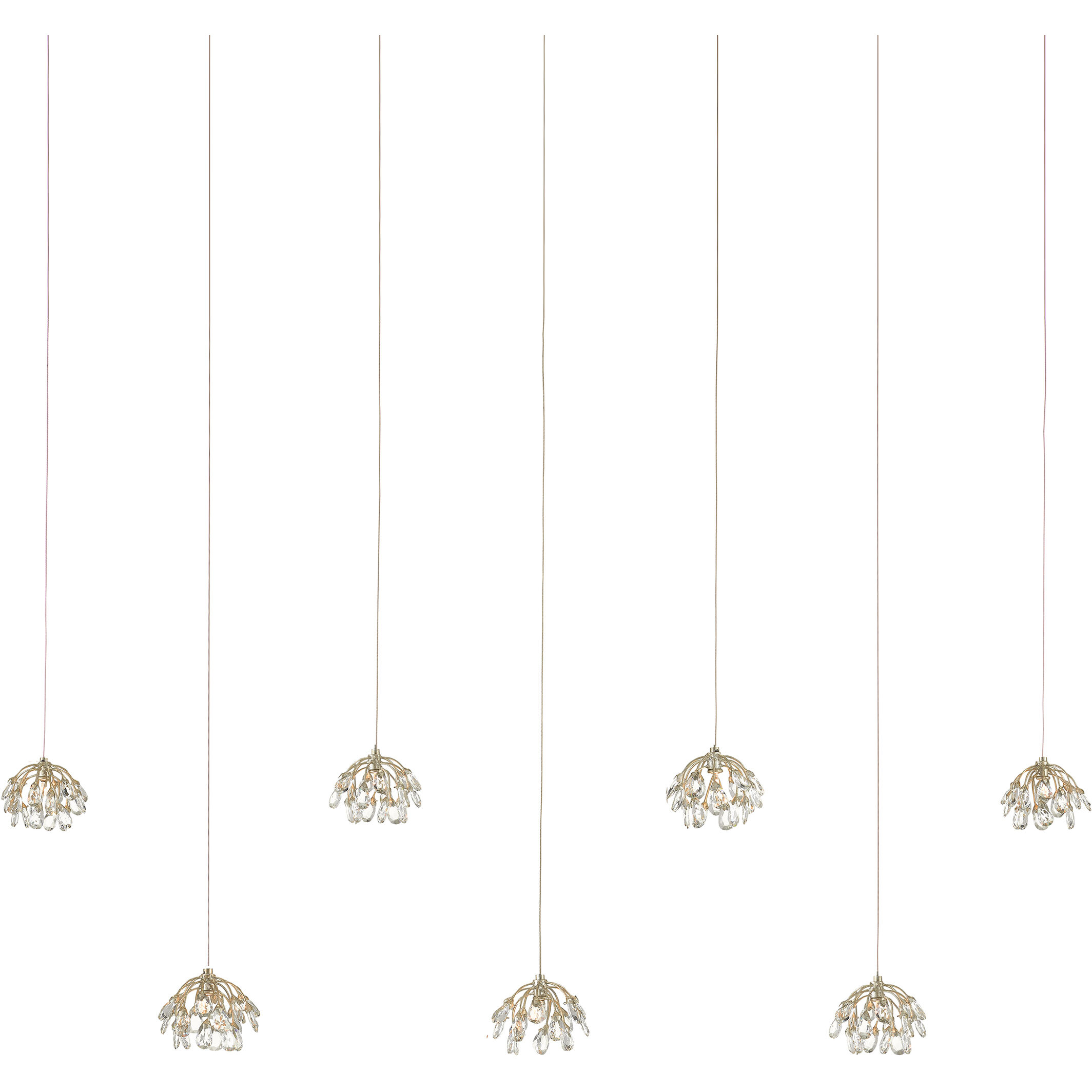 Crystal Bud Multi-Drop Linear Pendant Ceiling Light