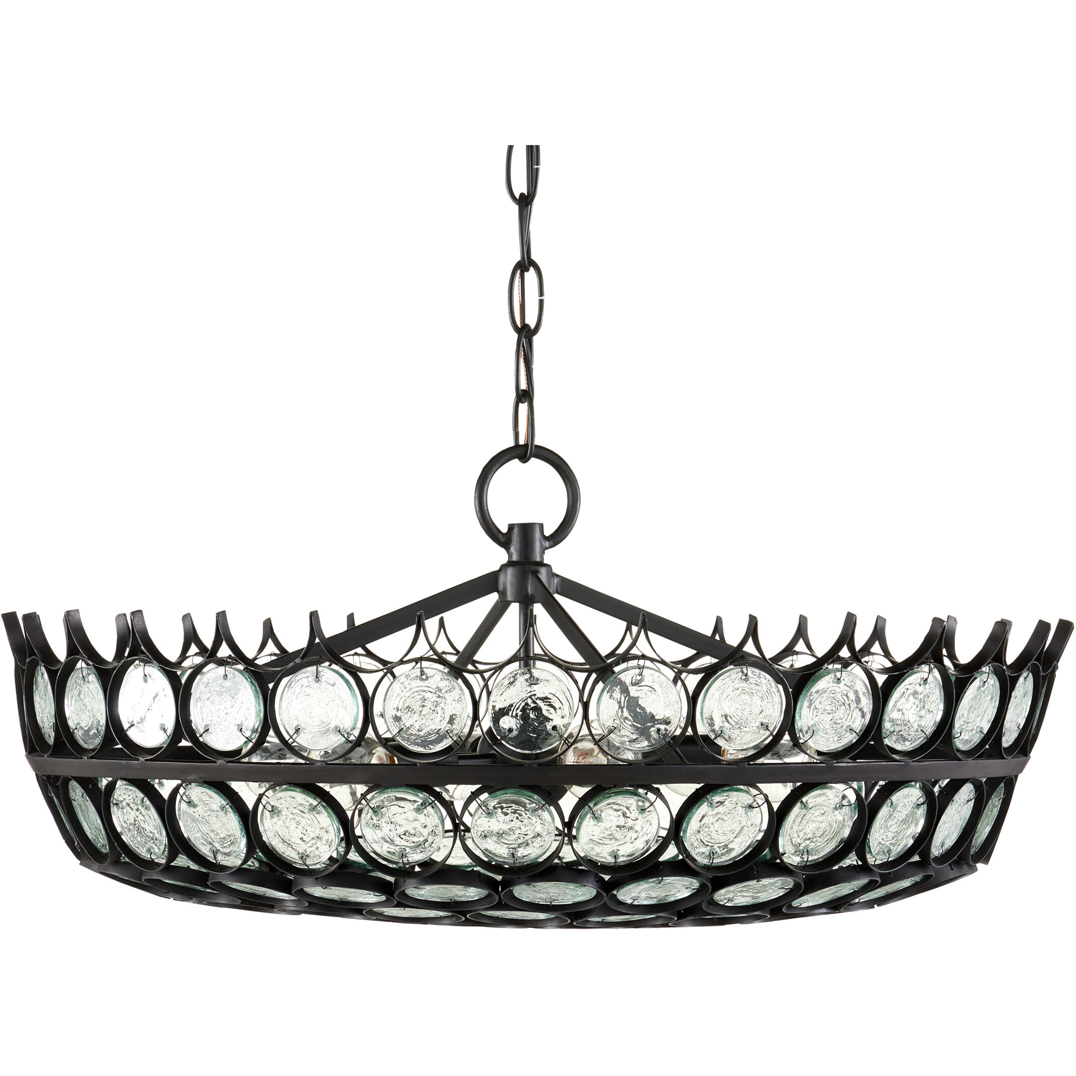 Augustus 6 Light 25.75 inch Satin Black and Clear Chandelier Ceiling Light, Small, Bunny Williams Collection