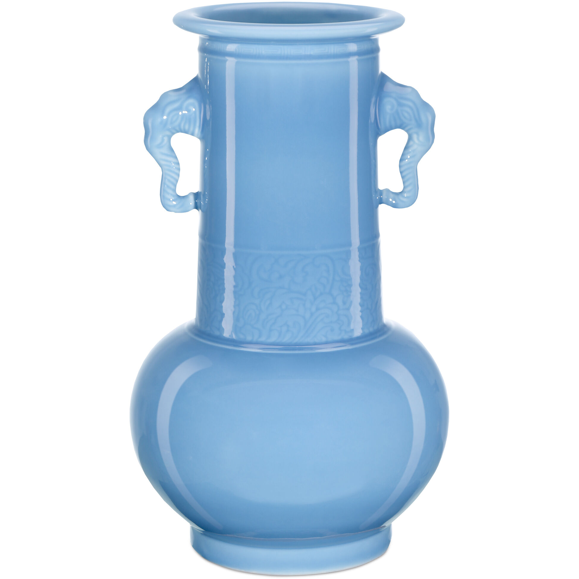 Sky Blue 22 X 13.5 inch Elephant Handles Vase