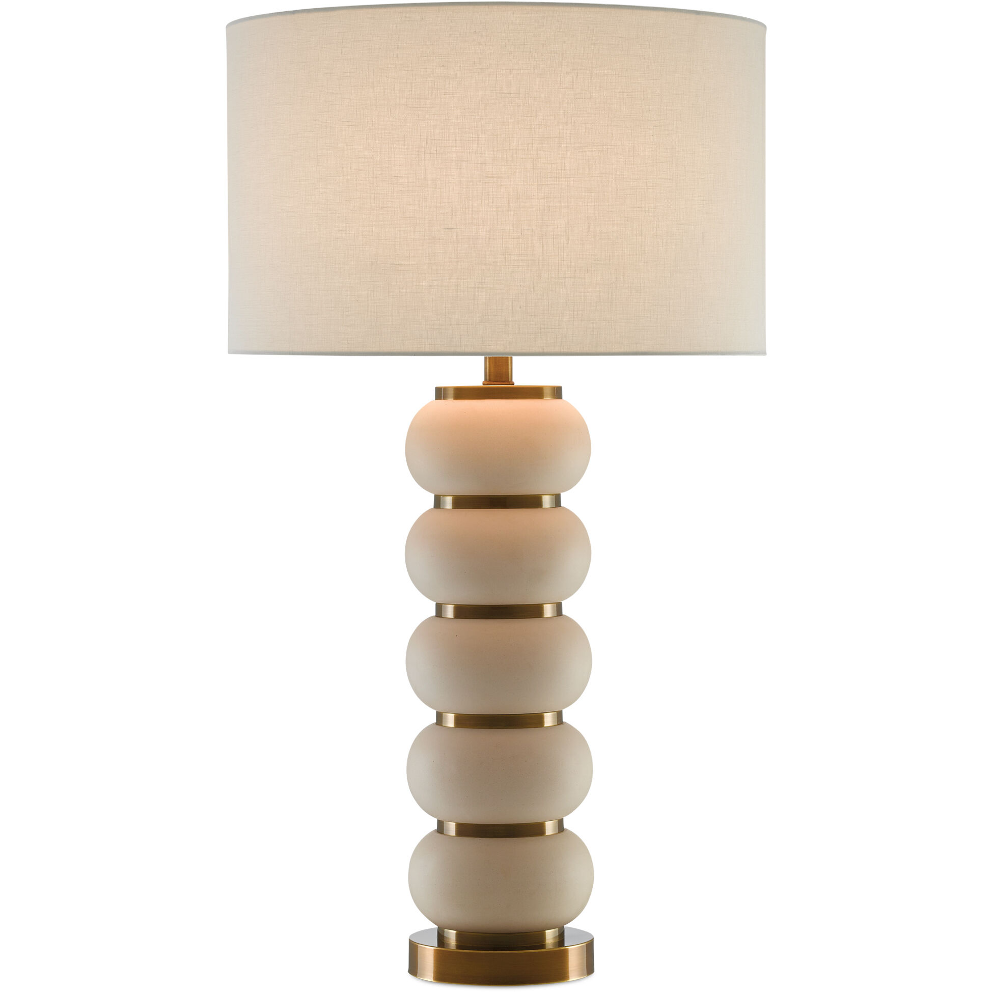 Luko 32.5 inch 150 watt White Mud/Antique Brass Table Lamp Portable Light