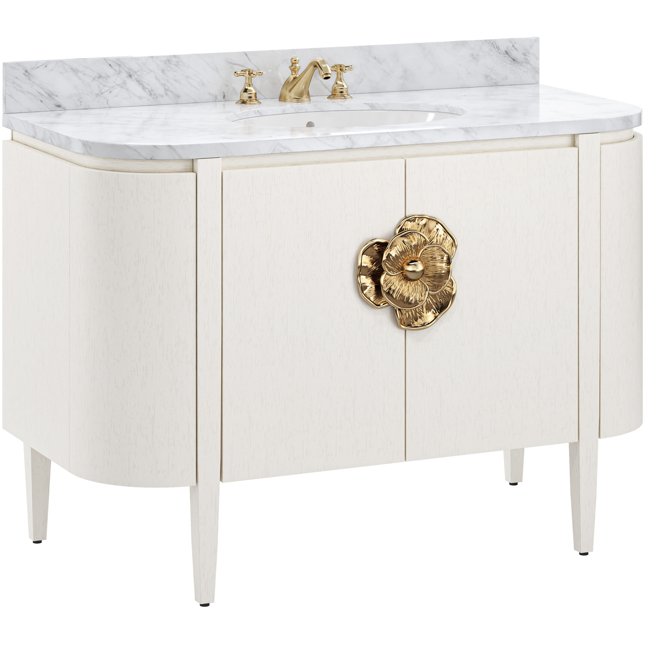 Briallen 48 X 34.25 inch Cerused White/Natural/White/Polished Brass Vanity with Undermount Sink