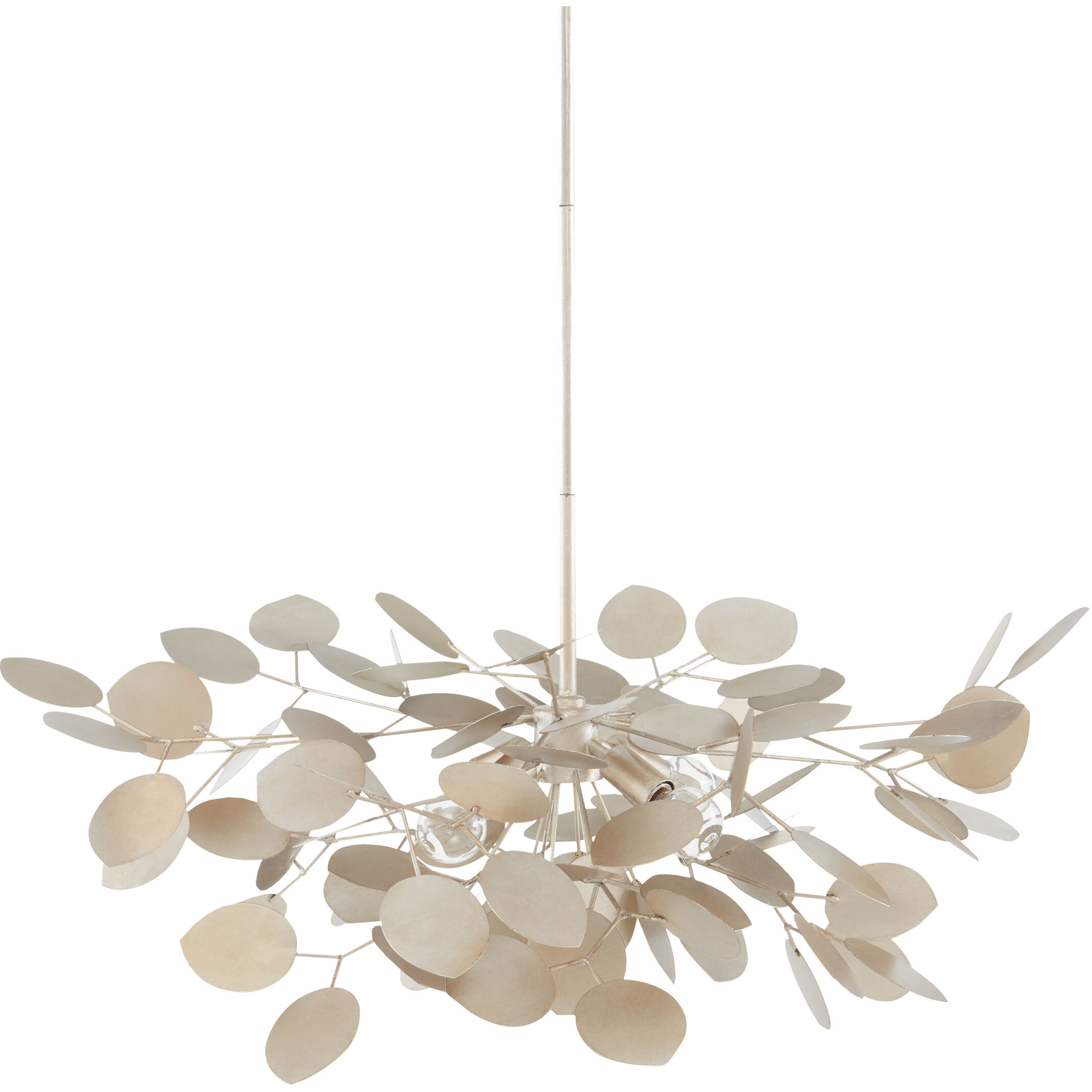 Lunaria 4 Light 31 inch Contemporary Silver Leaf Chandelier Ceiling Light, Small