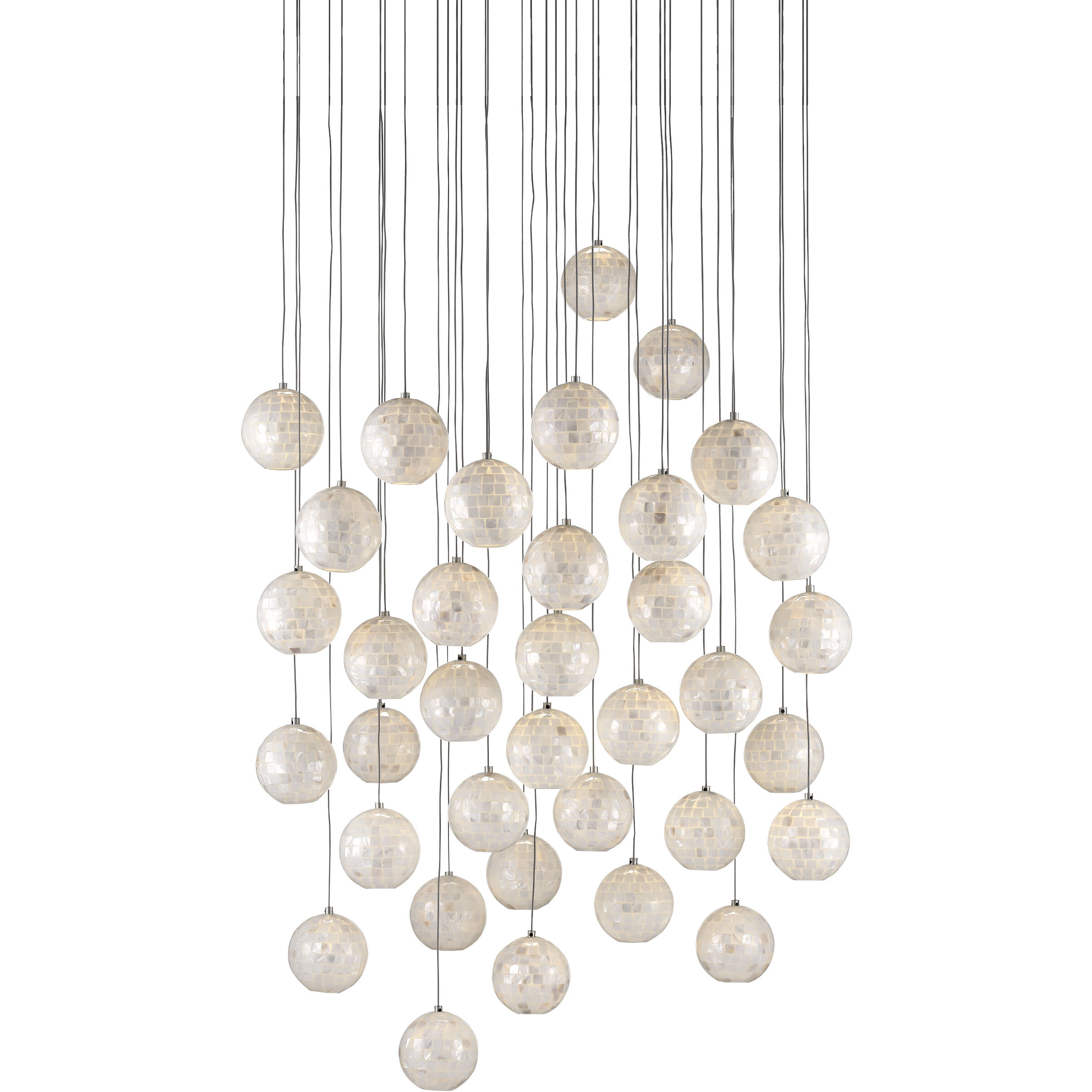 Finhorn 36 Light 36 inch Painted Silver/Pearl Multi-Drop Pendant Ceiling Light