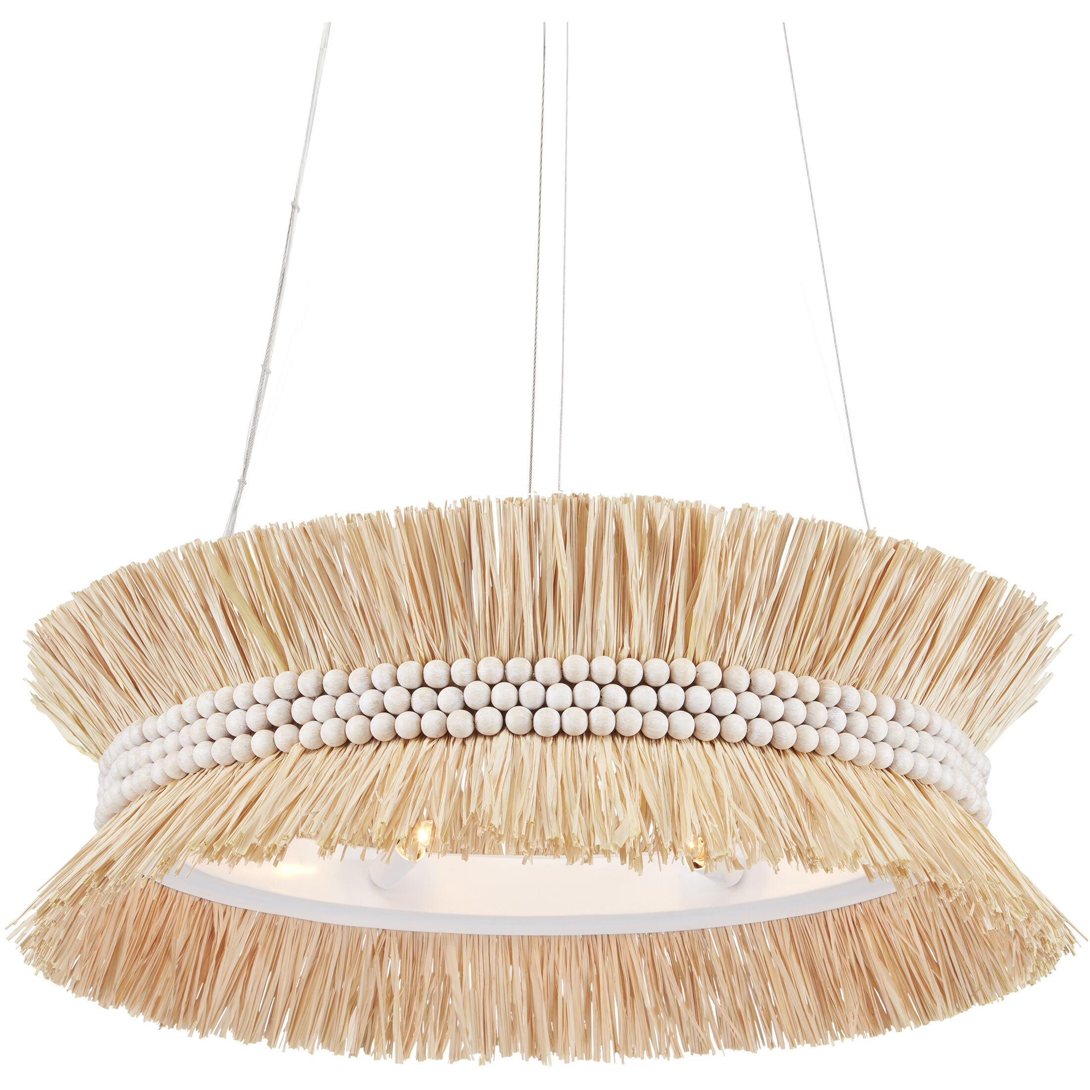 Seychelles 6 Light 33 inch Sugar White/Natural Raffia Chandelier Ceiling Light
