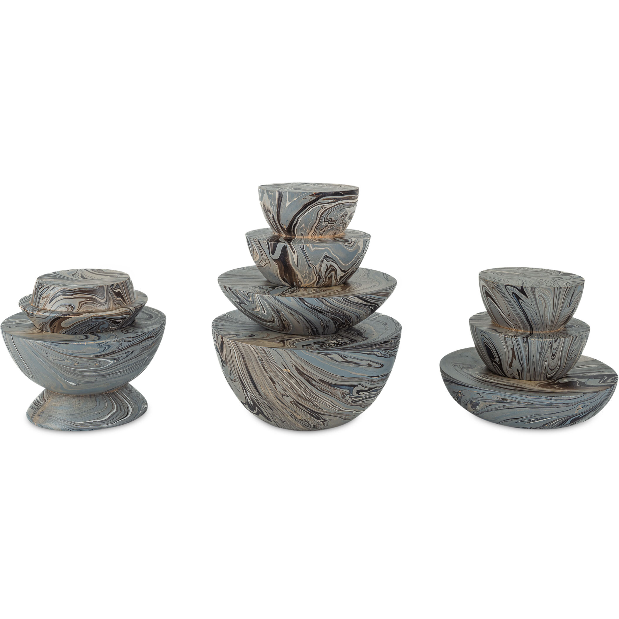 Marbleized Marbleized Gray Stacking Box, Set of 3