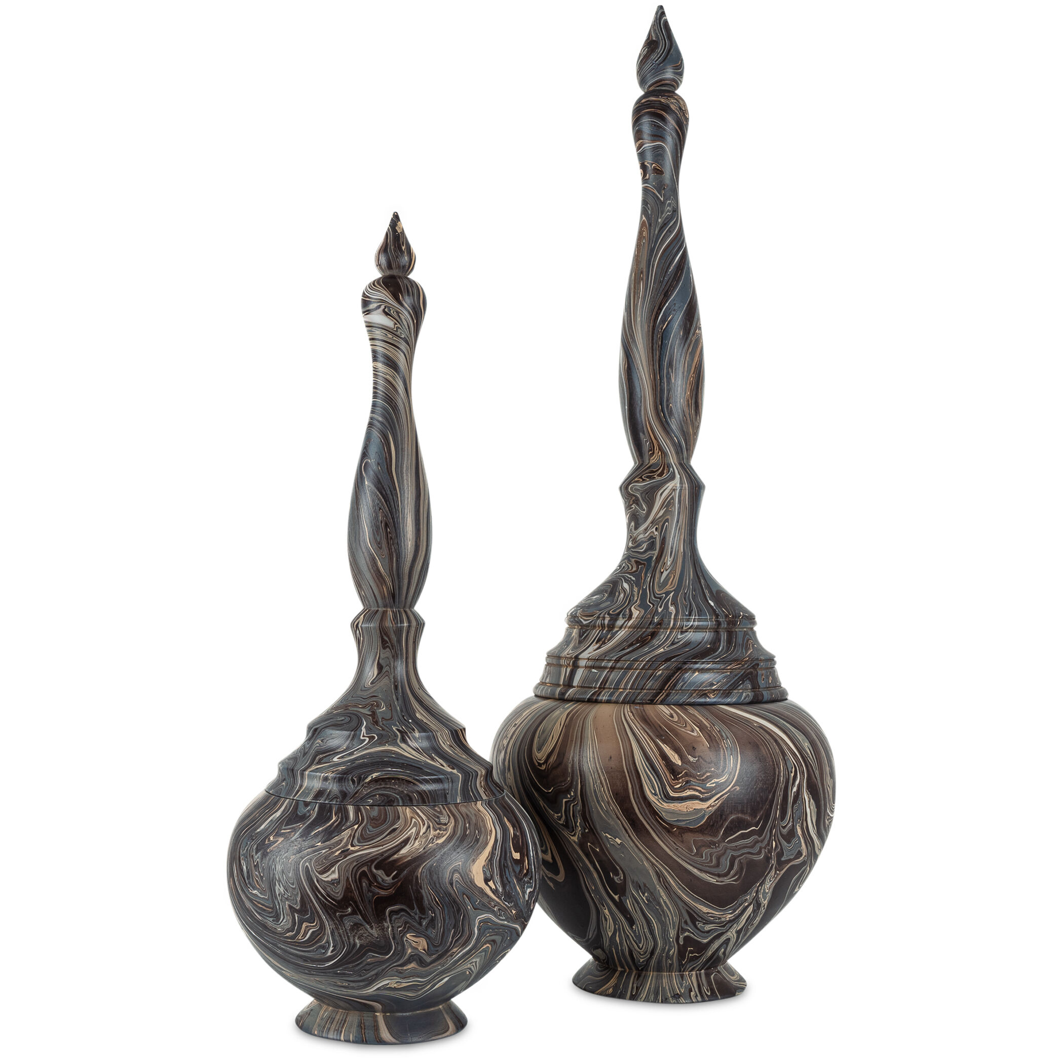 Marbleized Marbleized Brown Turret Box, Short