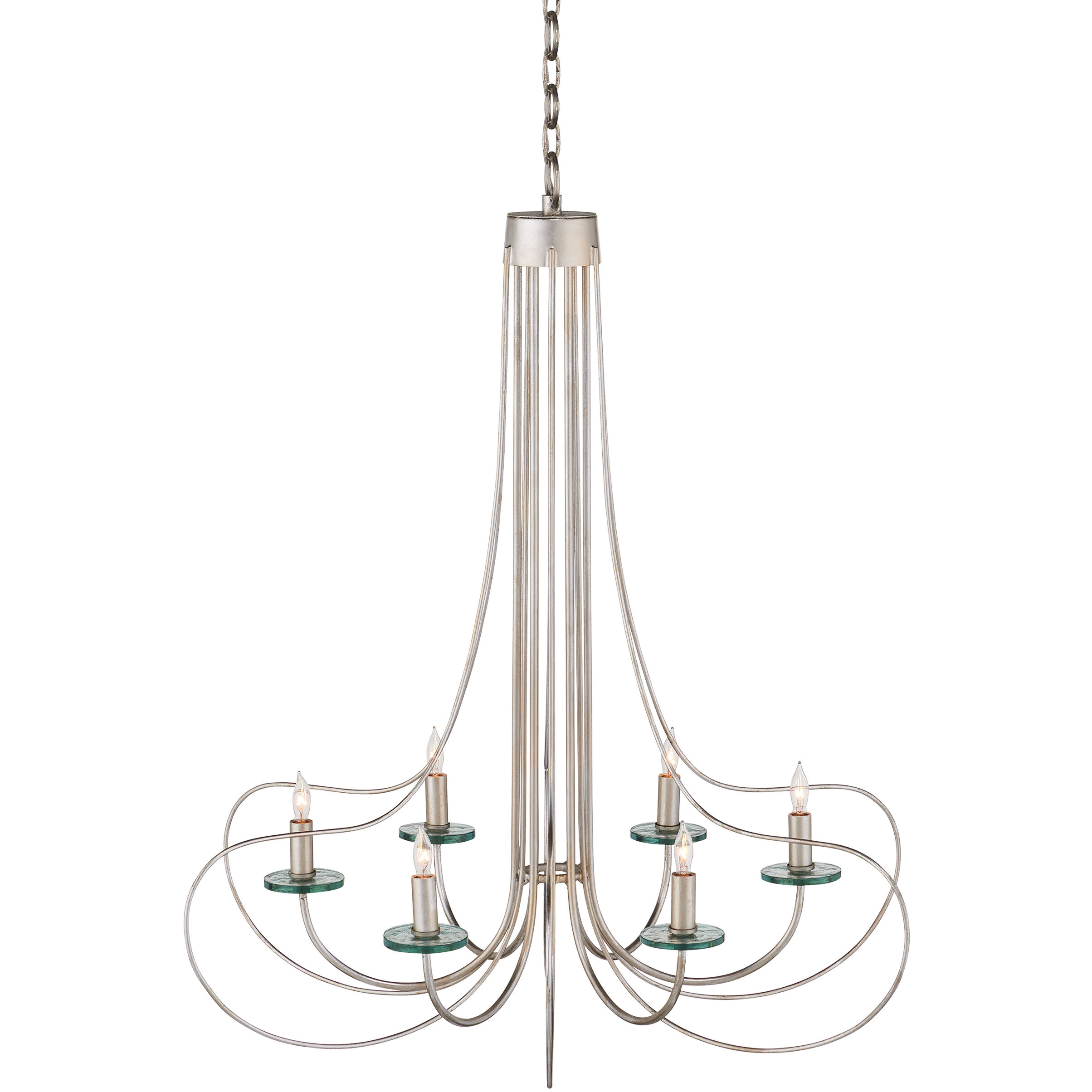 Harrow 6 Light 30.75 inch Contemporary Silver Leaf/Contemporary Silver/Clear Chandelier Ceiling Light