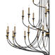 Folgate 28 Light 56.5 inch French Black/Gold Leaf Chandelier Ceiling Light, Grande