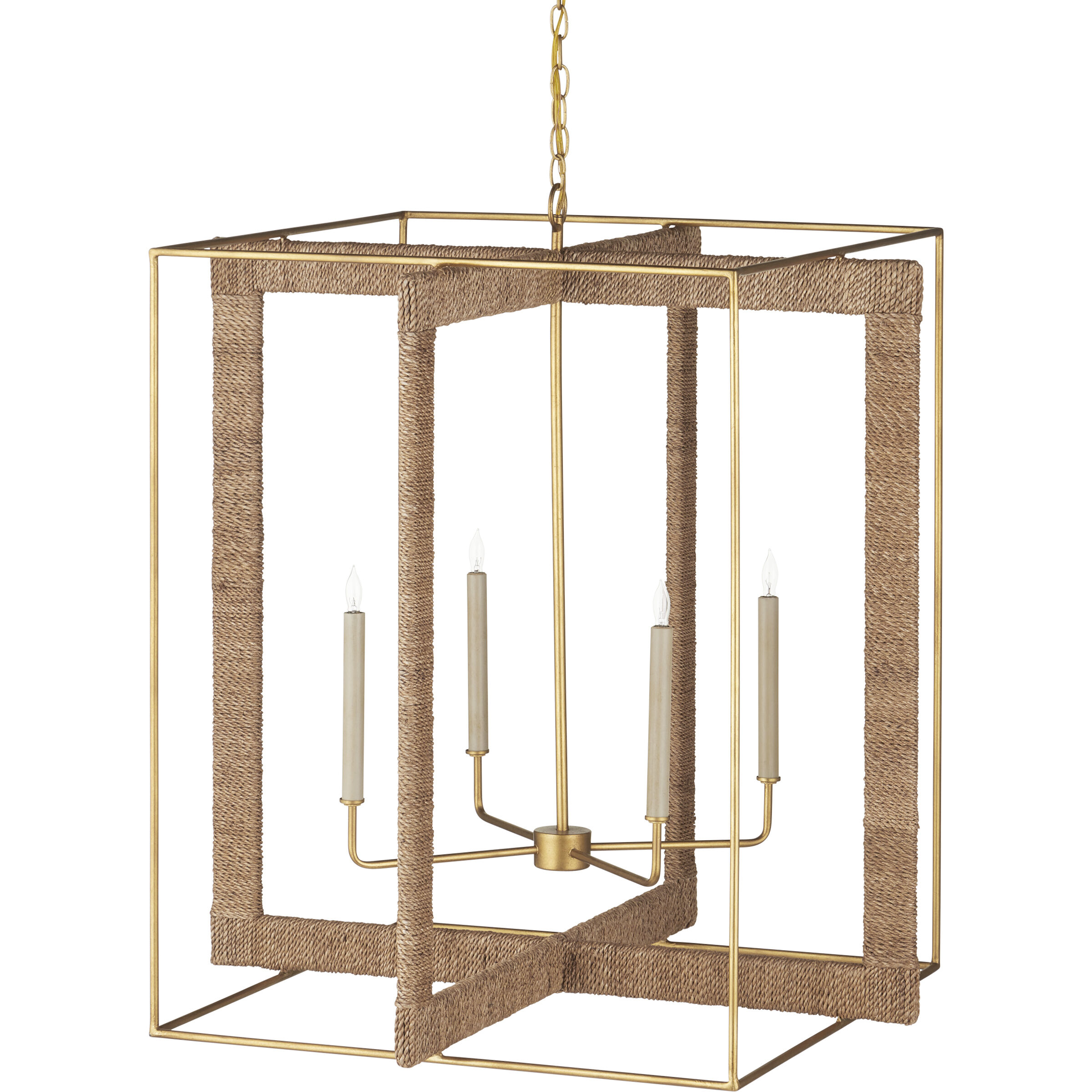 Purebred 4 Light 32.25 inch Contemporary Gold Leaf/Natural Chandelier Ceiling Light, Large