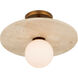 Apricity 1 Light 16 inch Beige/Antique Brass/Frosted White Semi-Flush Mount Ceiling Light