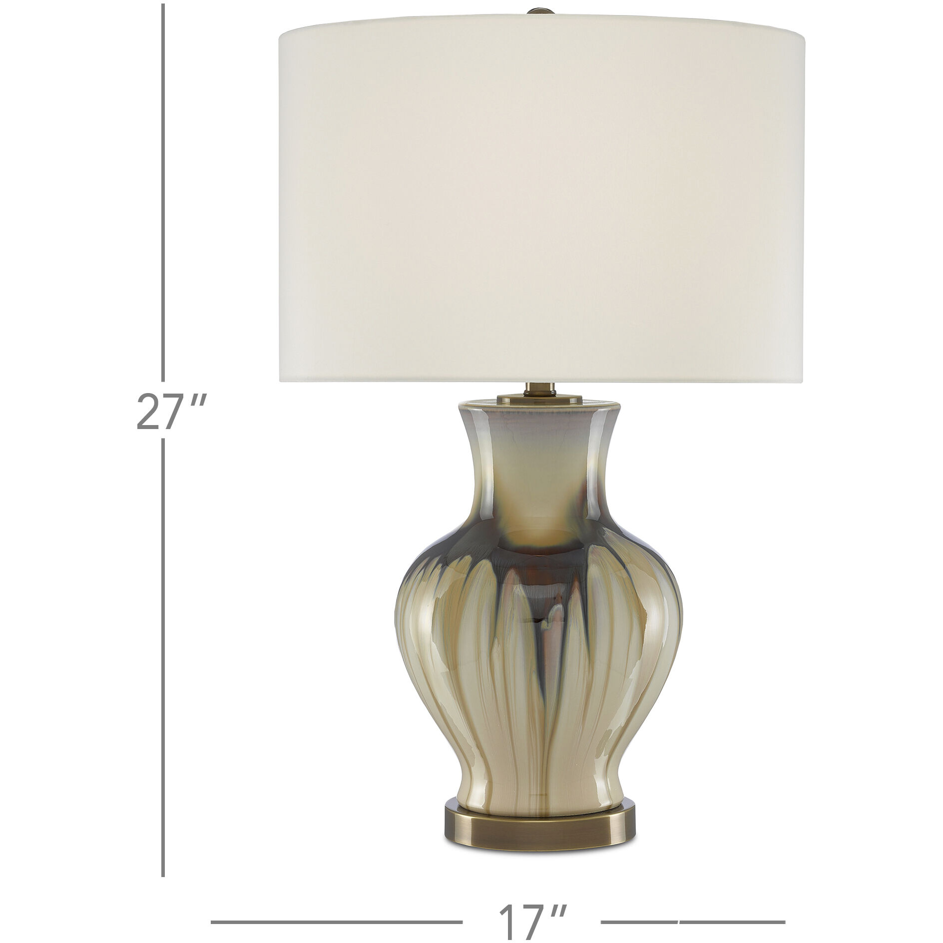 Muscadine 27 inch 150 watt Cream/Brown/Antique Brass Table Lamp Portable Light