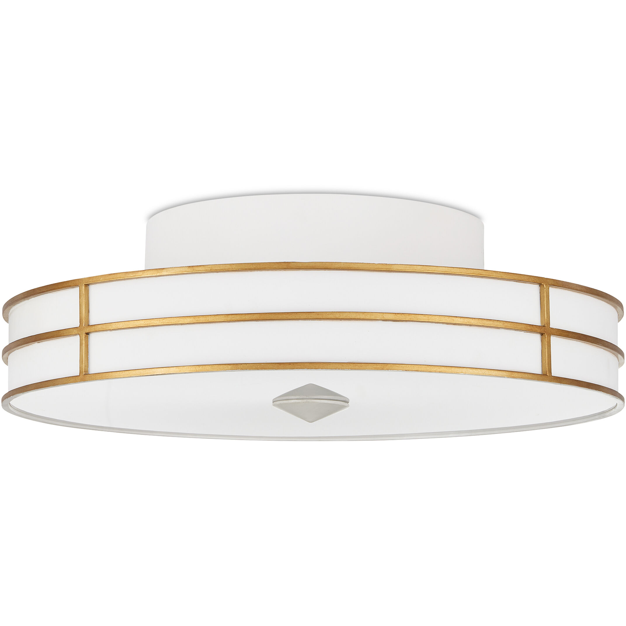 Fielding 1 Light 24 inch Gesso White/Contemporary Gold/Sugar White/White Flush Mount Ceiling Light