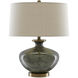 Greenlea 21.25 inch 150 watt Dark Gray/Moss Green/Antique Brass Table Lamp Portable Light