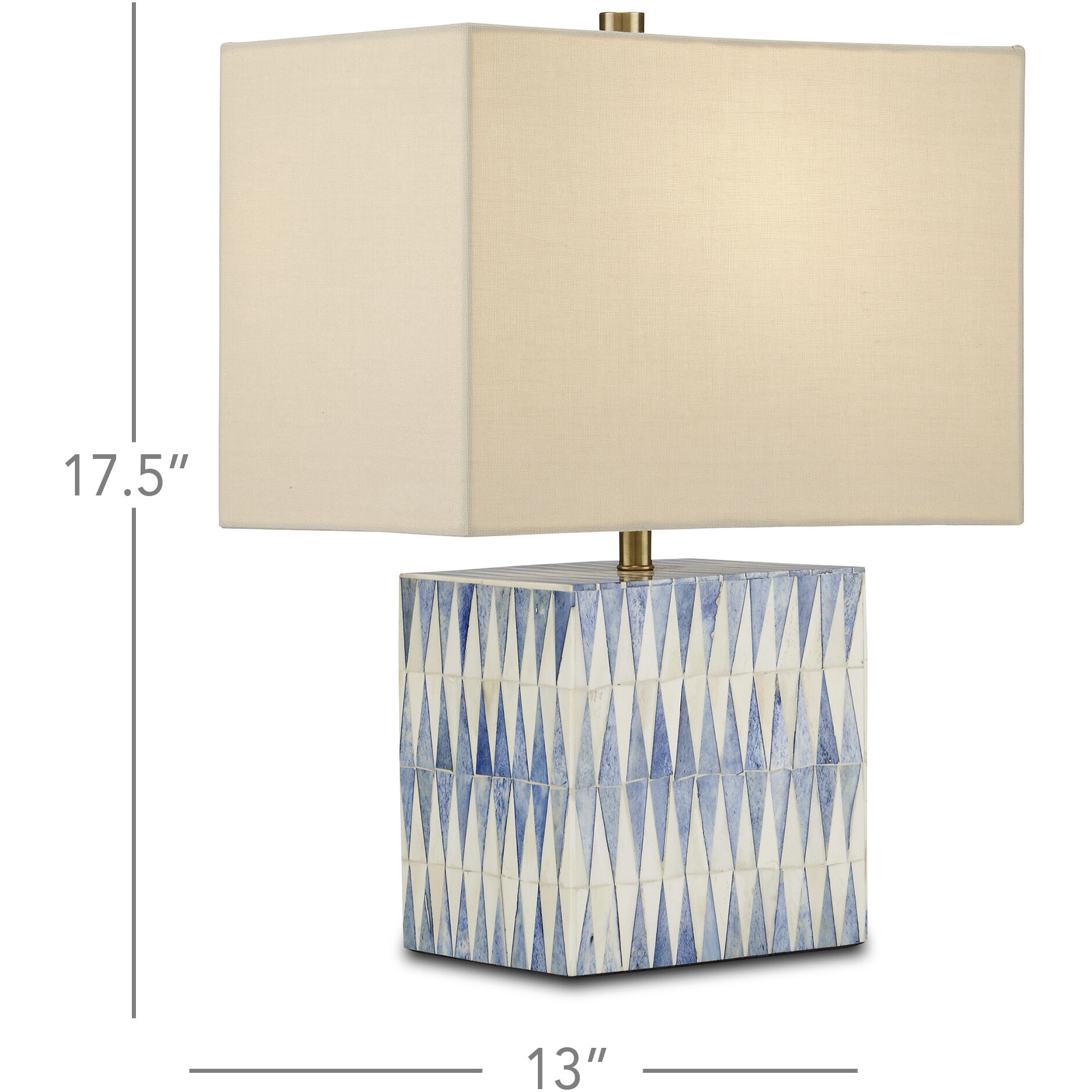 Nadene 17.5 inch 75 watt Blue and White and Brushed Brass Table Lamp Portable Light