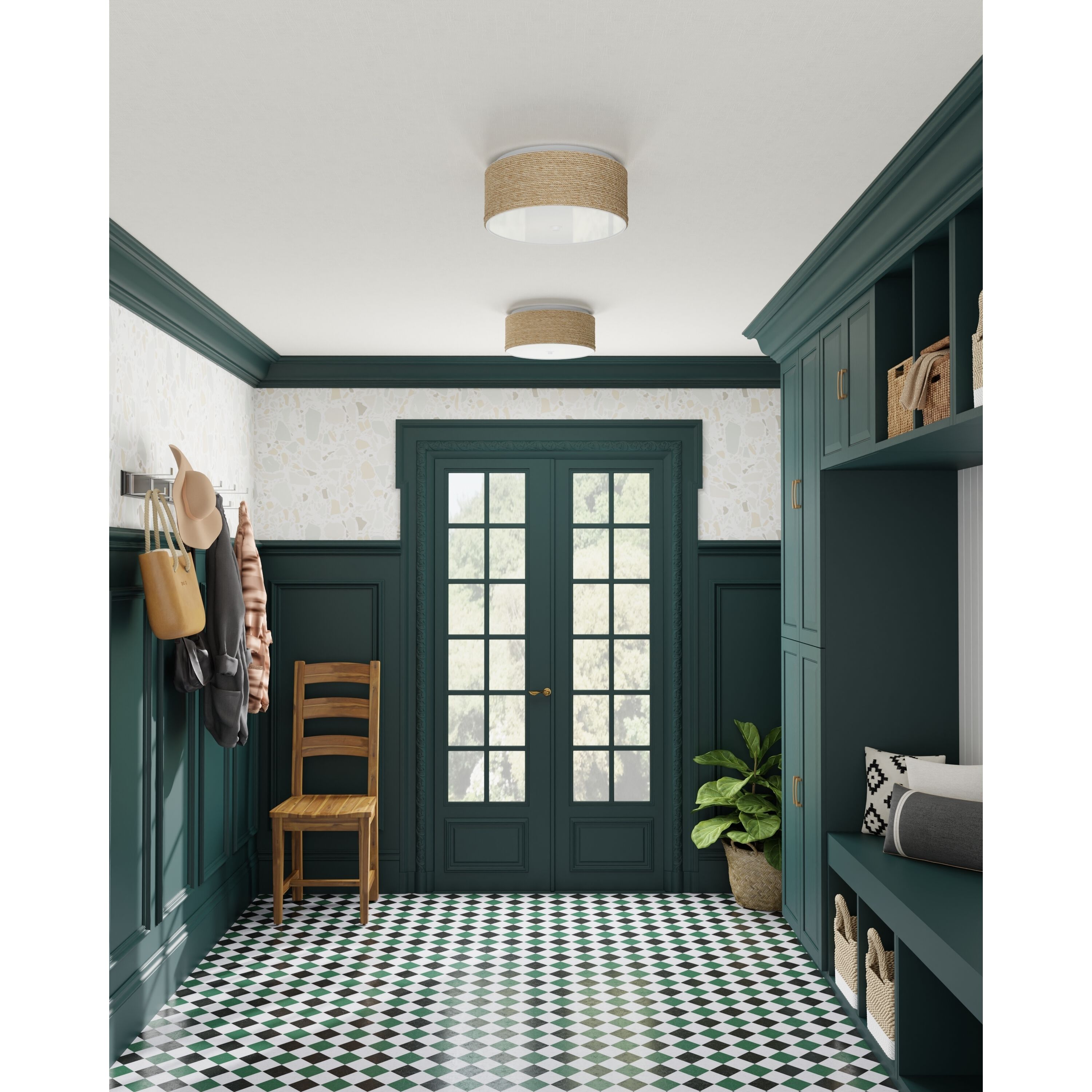 Coulton 1 Light 16 inch Sugar White/Natural Flush Mount Ceiling Light