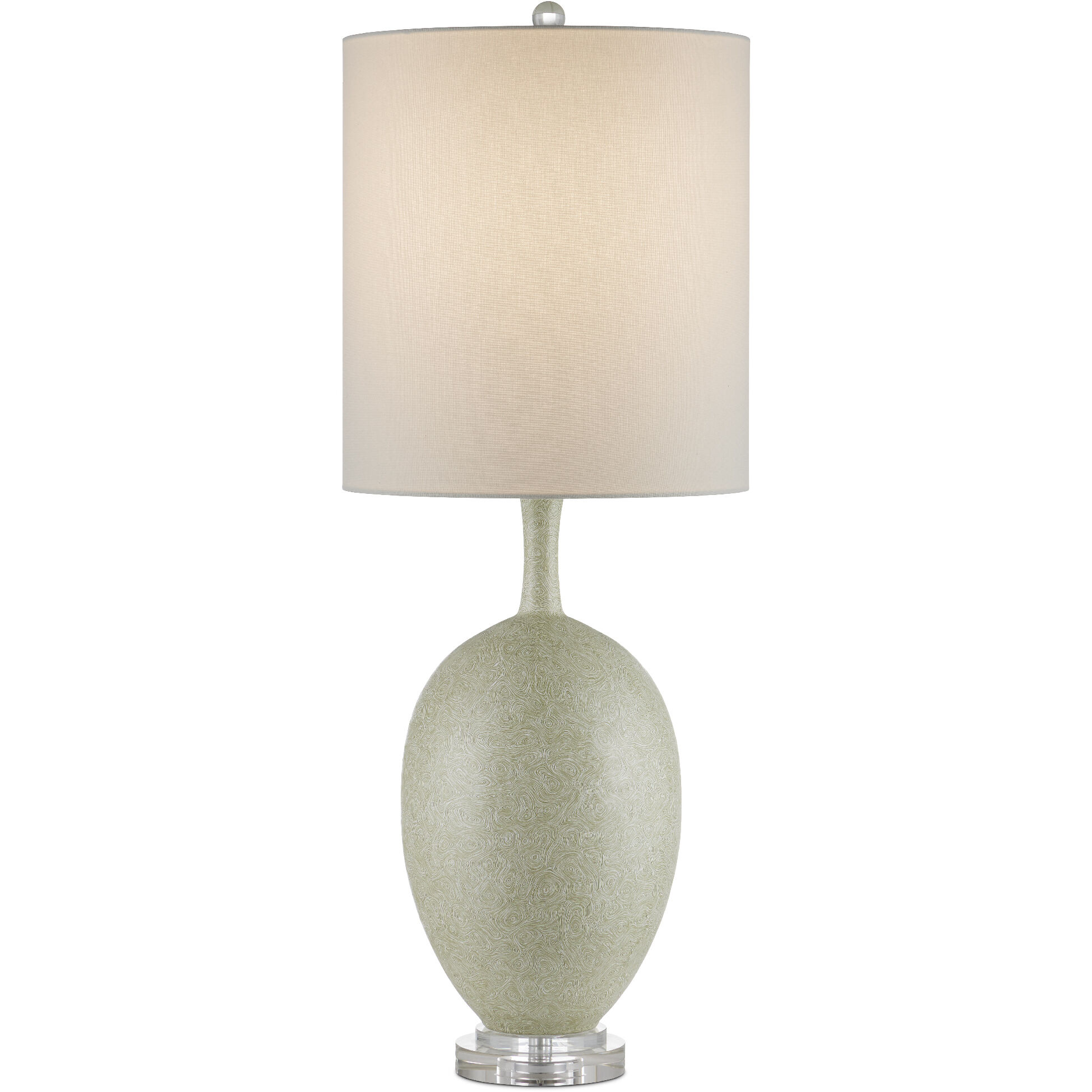 Verdure 36.75 inch 150 watt Green/Off-White/Clear/Satin Nickel Table Lamp Portable Light