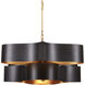Grand Lotus 6 Light 50.5 inch Satin Black/Contemporary Gold Leaf Chandelier Ceiling Light