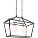 Denison 2 Light 36 inch Black/Frosted White Outdoor Linear Lantern Pendant