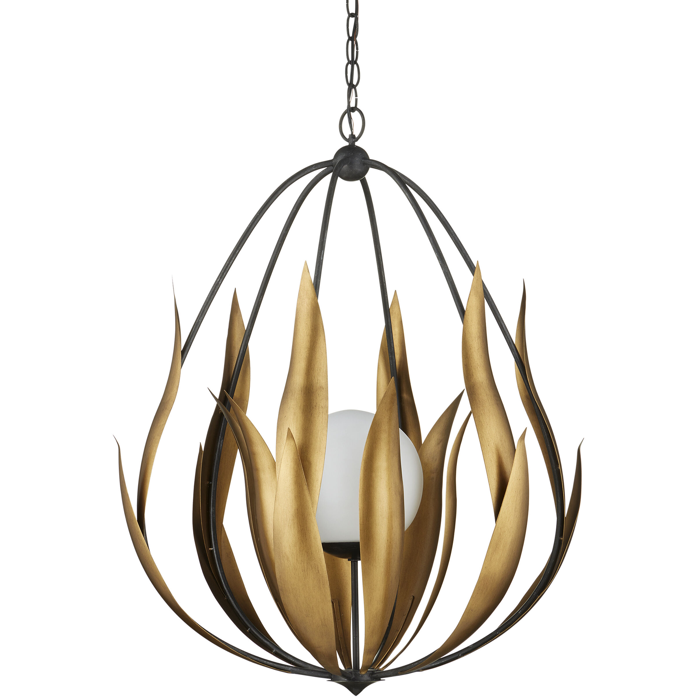 Endymion 1 Light 26 inch Aged Steel/Brass/White Chandelier Ceiling Light