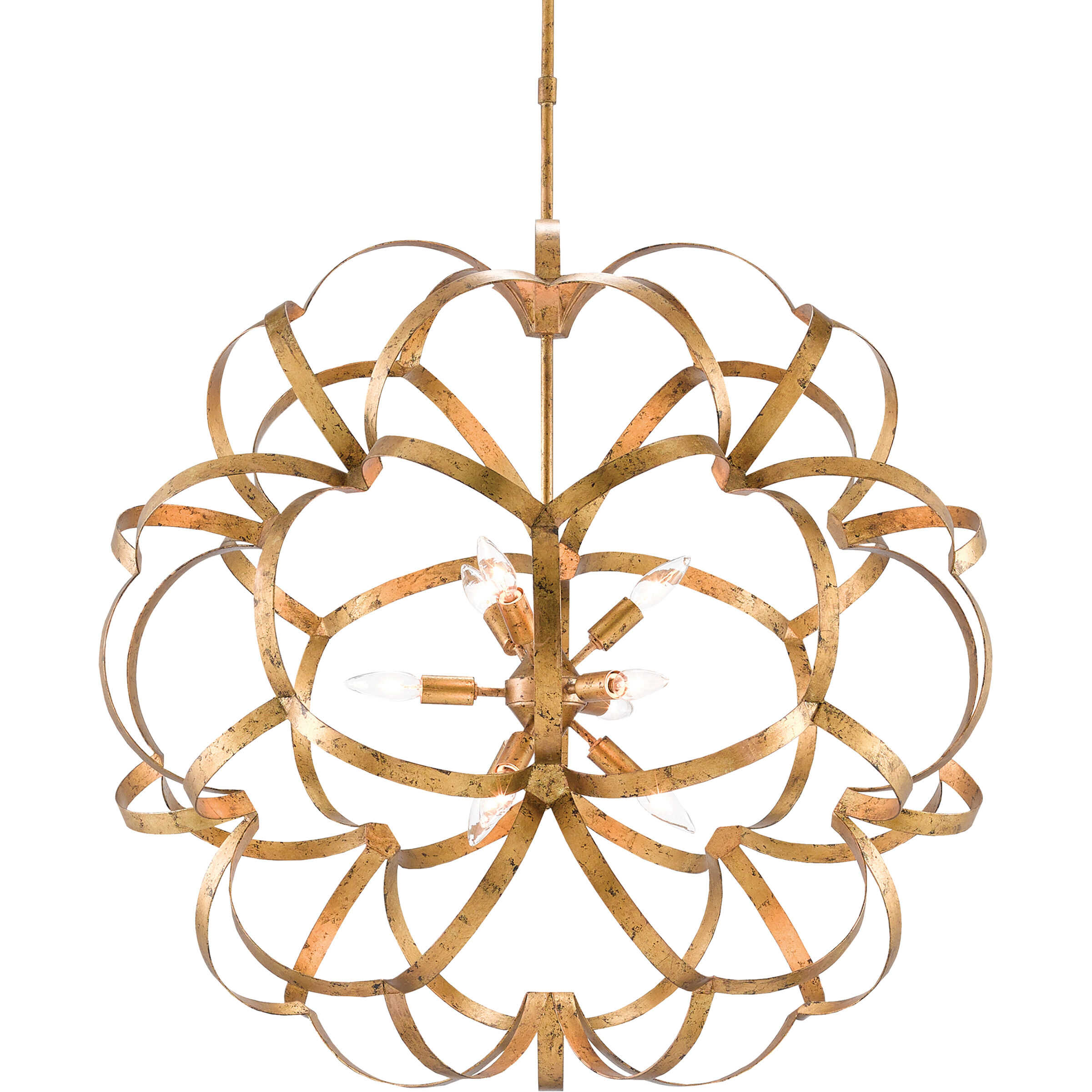 Sappho 9 Light 33.5 inch New Gold Leaf Orb Chandelier Ceiling Light