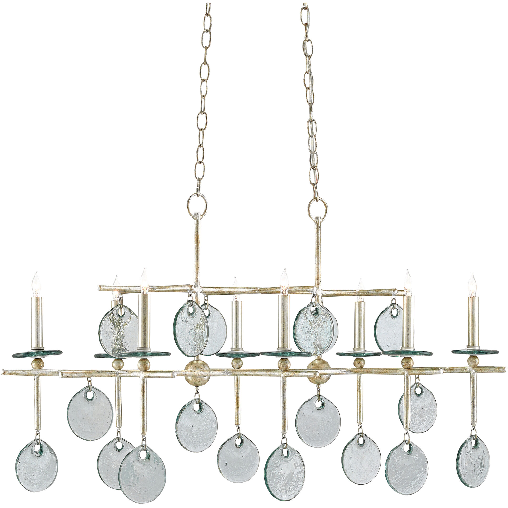 Sethos 8 Light 42 inch Silver Granello Chandelier Ceiling Light, Rectangular