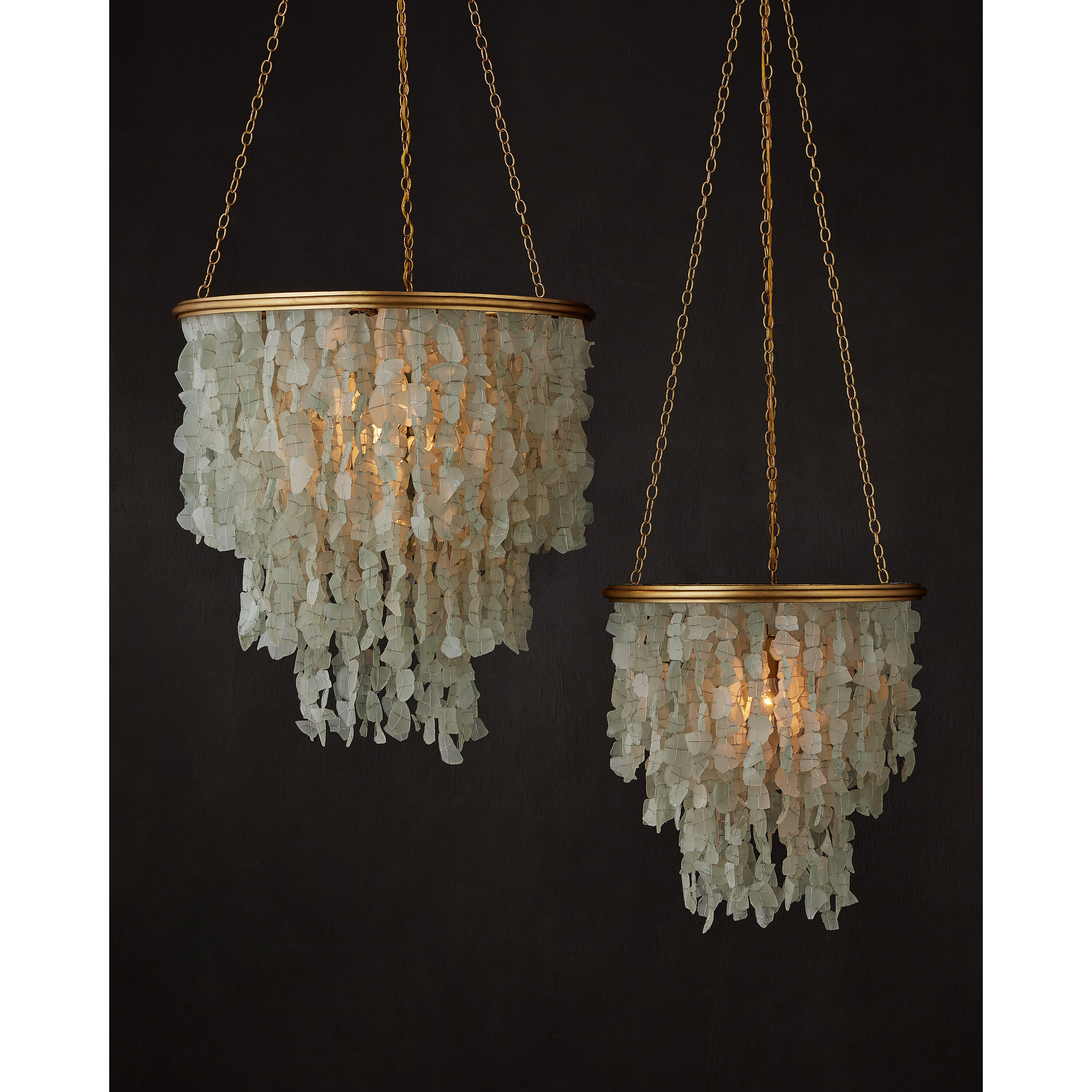 Verre de Mer 1 Light 19 inch Seaglass/Contemporary Gold Chandelier Ceiling Light, Small
