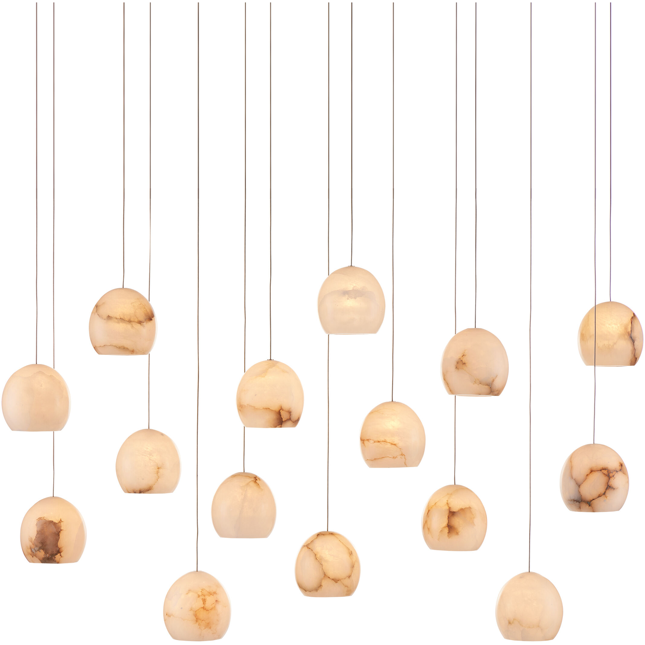 Lazio 15 Light 48 inch Natural/Painted Silver Multi-Drop Pendant Ceiling Light