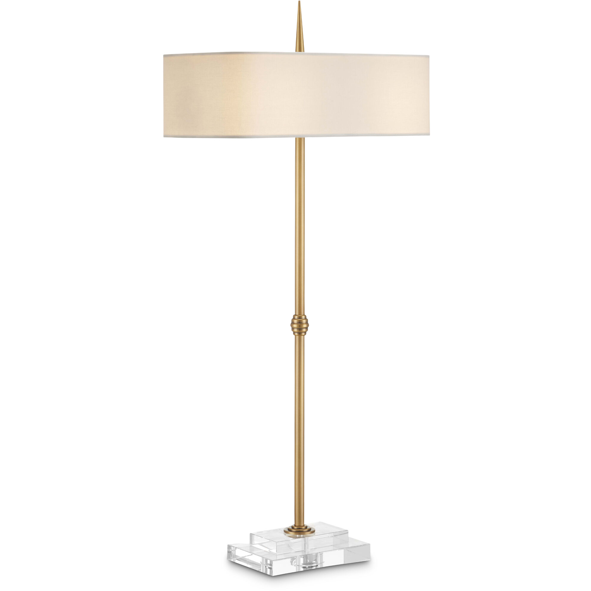 Caldwell 34.5 inch 25 watt Antique Brass and Clear Table Lamp Portable Light