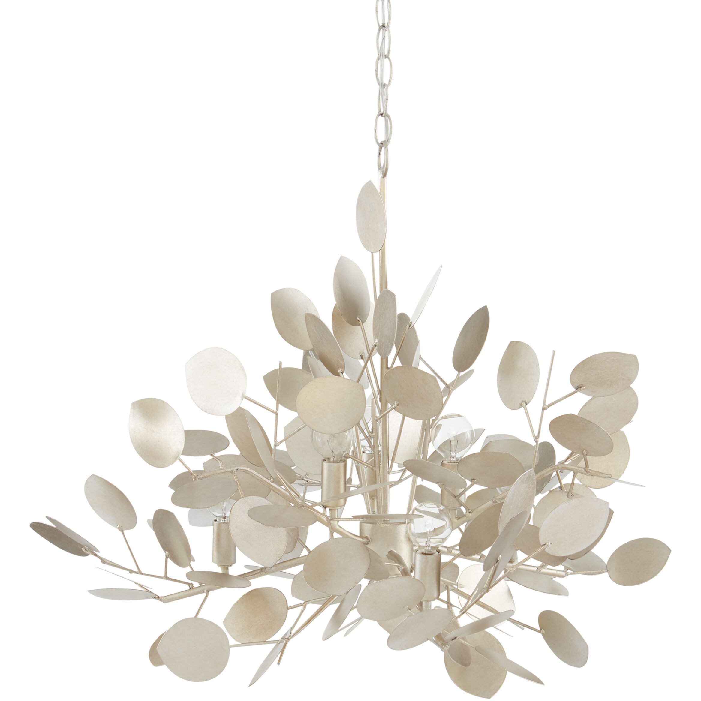 Lunaria 6 Light 34.5 inch Contemporary Silver Leaf Chandelier Ceiling Light