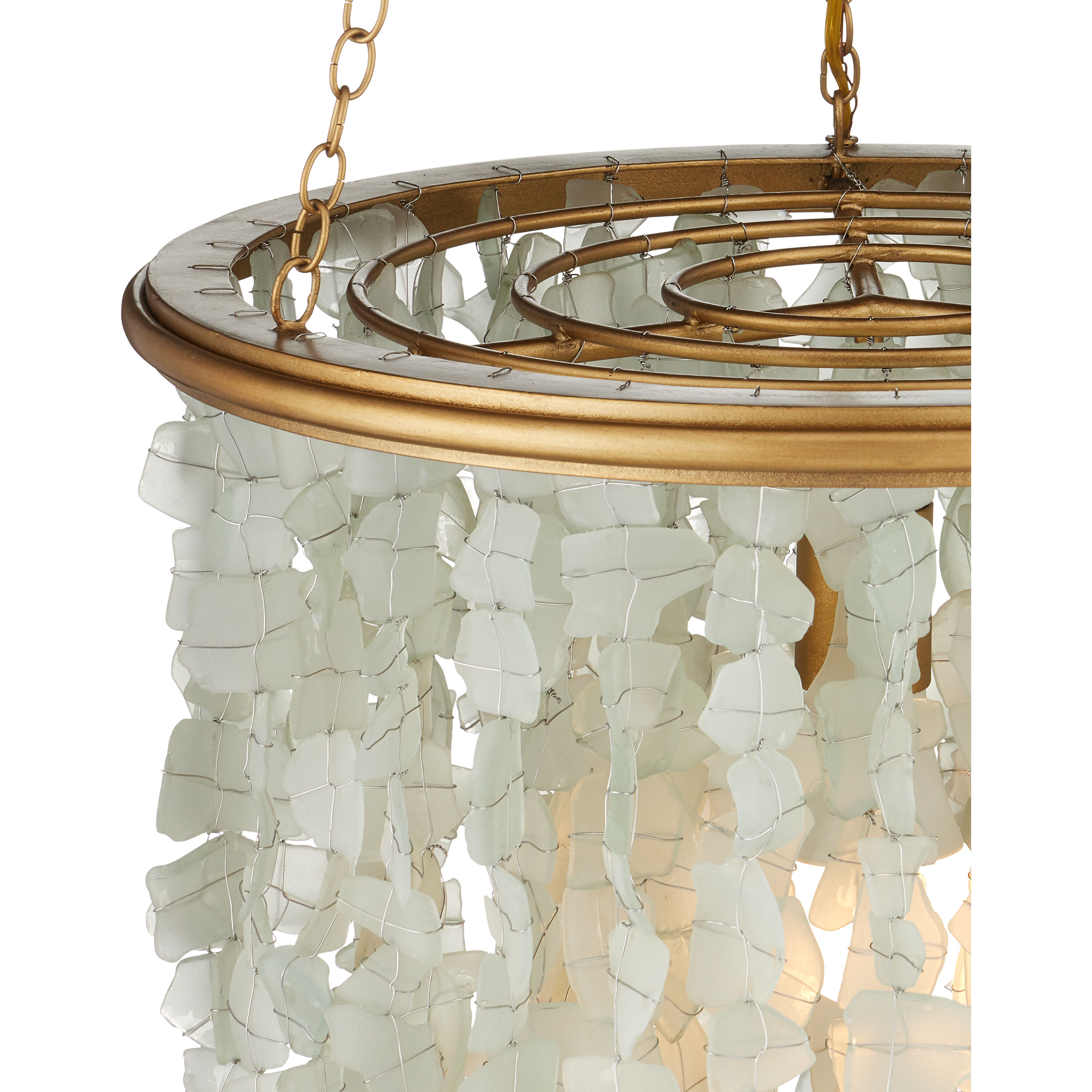 Verre de Mer 1 Light 19 inch Seaglass/Contemporary Gold Chandelier Ceiling Light, Small