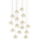 Crystal Bud 15 Light 27 inch Painted Silver/Contemporary Silver Leaf Multi-Drop Pendant Ceiling Light